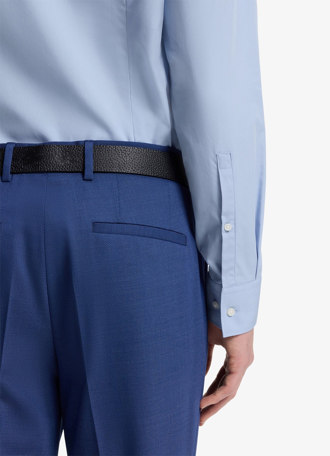 HUGO Slim-fit overhemd van katoen met gespreide kraag - detail 4 lichtblauw