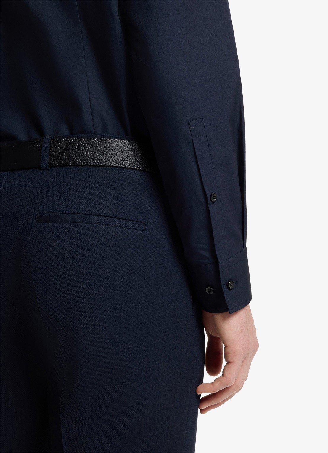 HUGO Slim-fit overhemd van katoen met gespreide kraag - detail 5 donkerblauw
