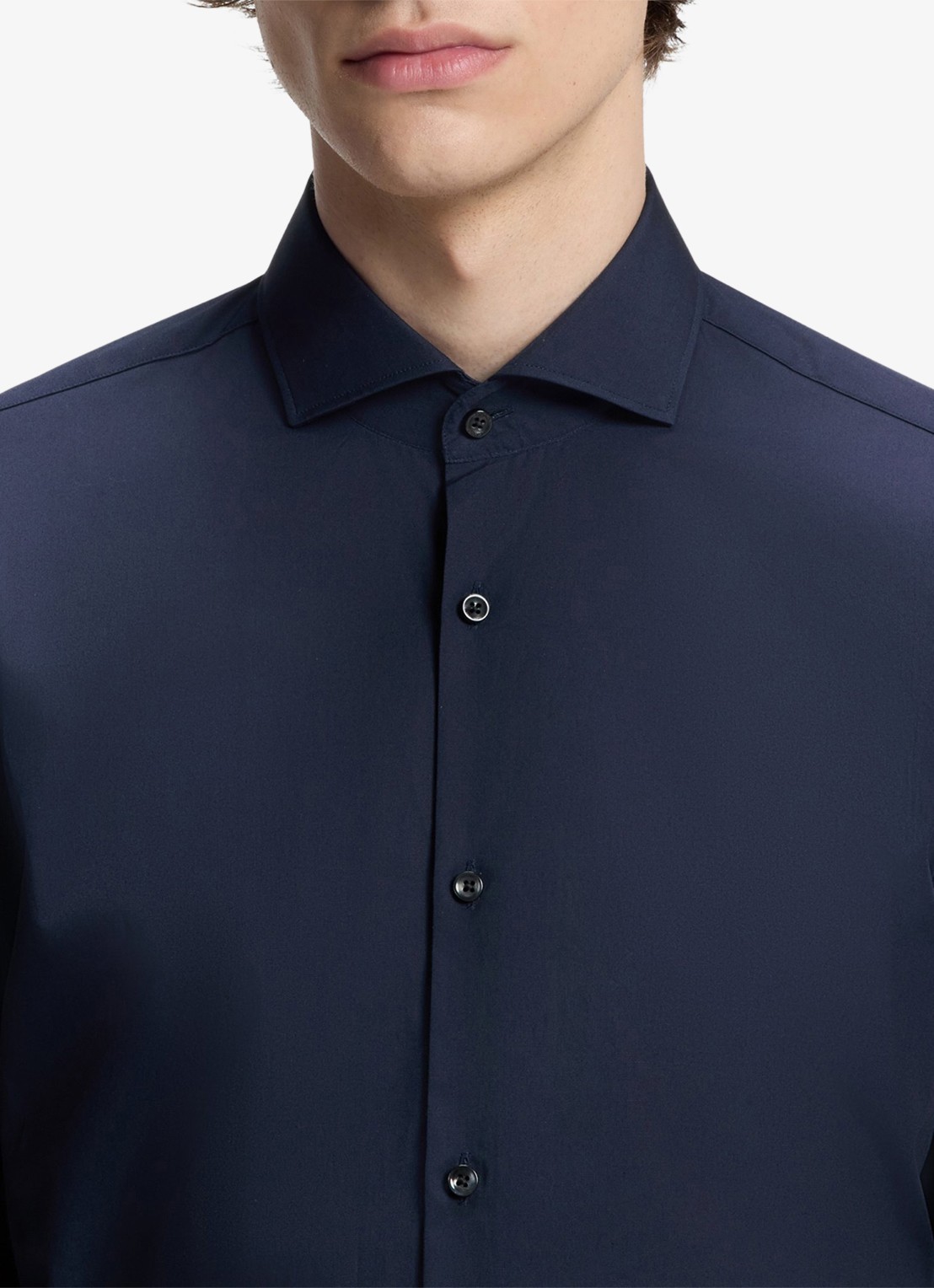 HUGO Slim-fit overhemd van katoen met gespreide kraag - detail 6 donkerblauw