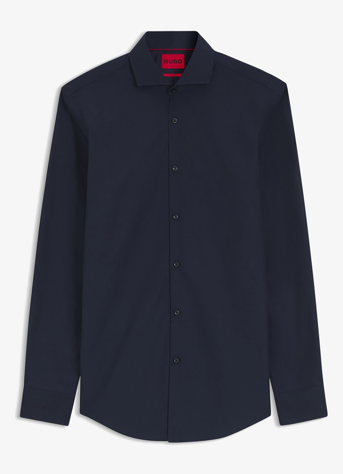 HUGO Slim-fit overhemd van katoen met gespreide kraag - voorkant 2 donkerblauw