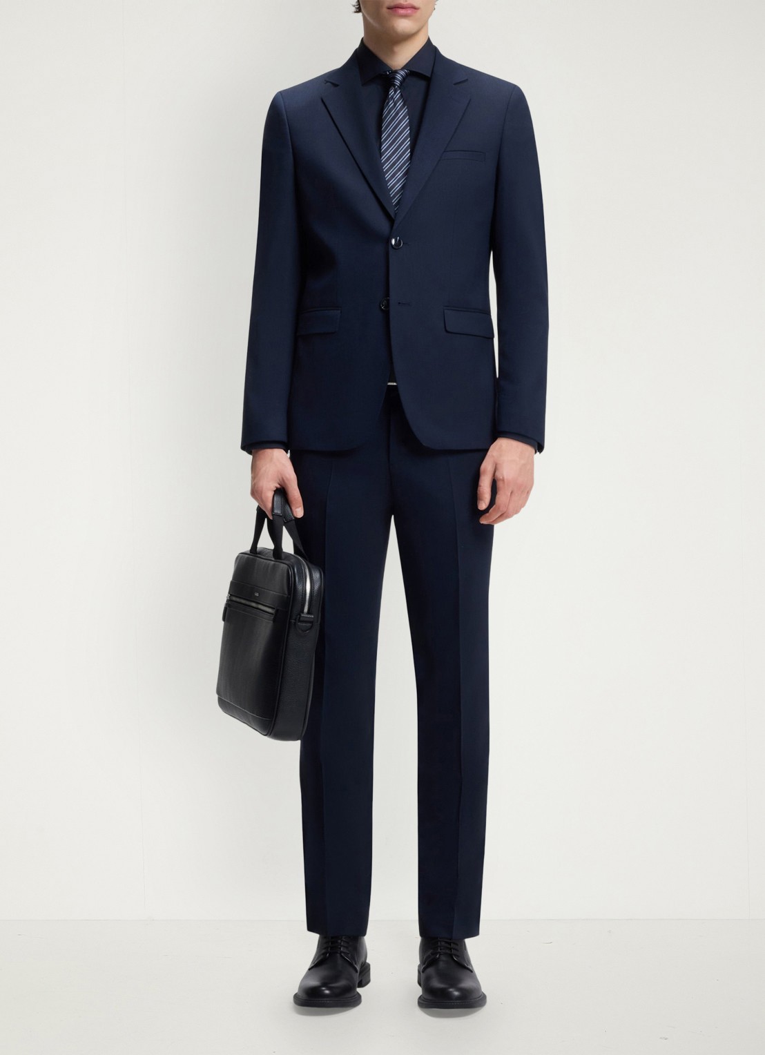 HUGO Slim-fit overhemd van katoen met gespreide kraag - voorkant 3 donkerblauw