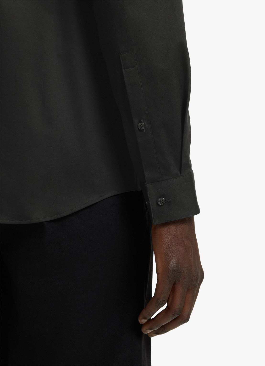 HUGO Slim-fit overhemd van stretchkatoen met opstaande kraag - detail 7 zwart