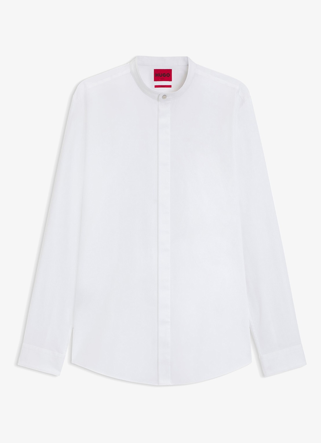 HUGO Slim-fit overhemd van stretchkatoen met opstaande kraag - voorkant 3 wit