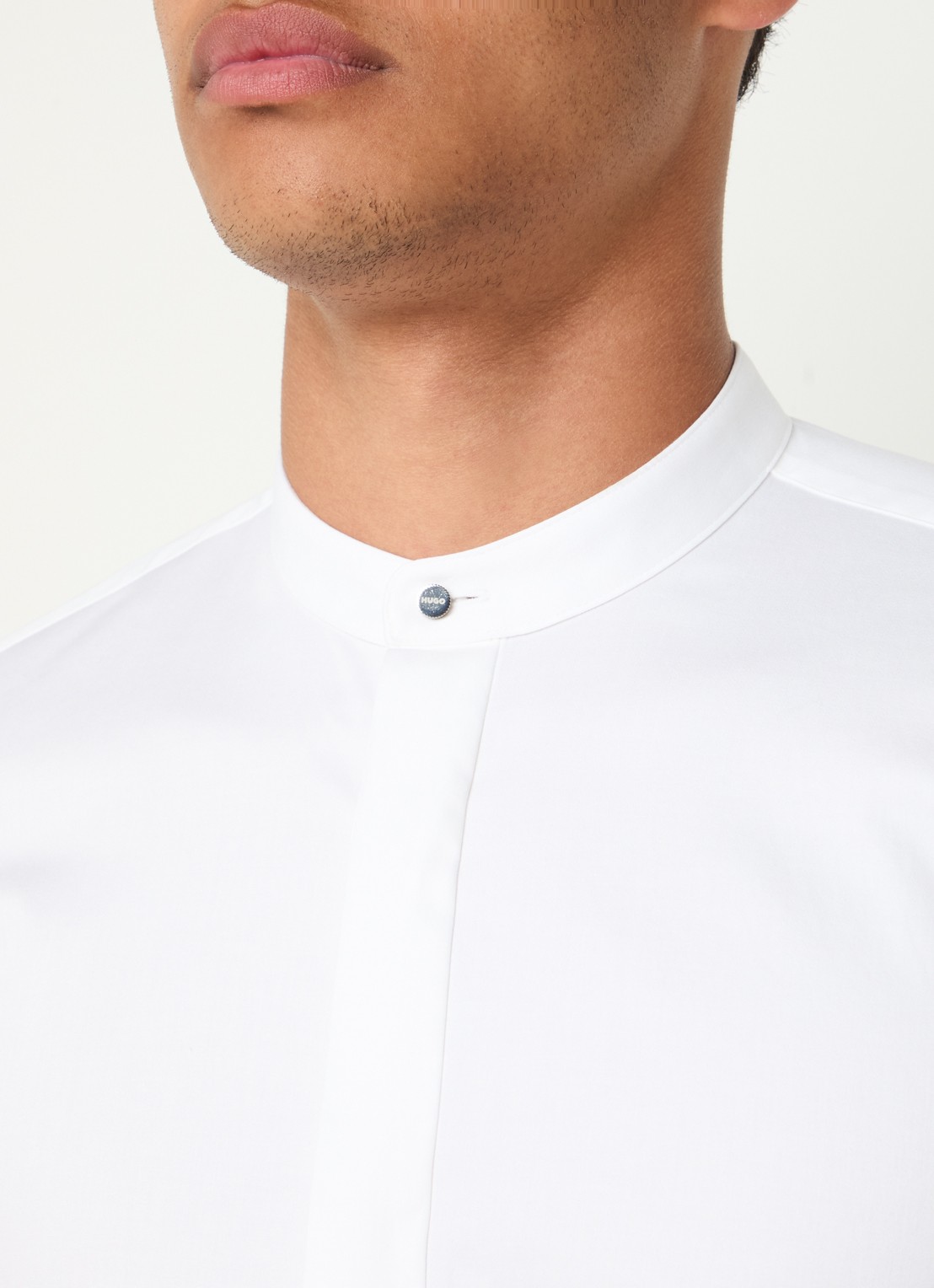 HUGO Slim-fit overhemd van stretchkatoen met opstaande kraag - detail 10 wit