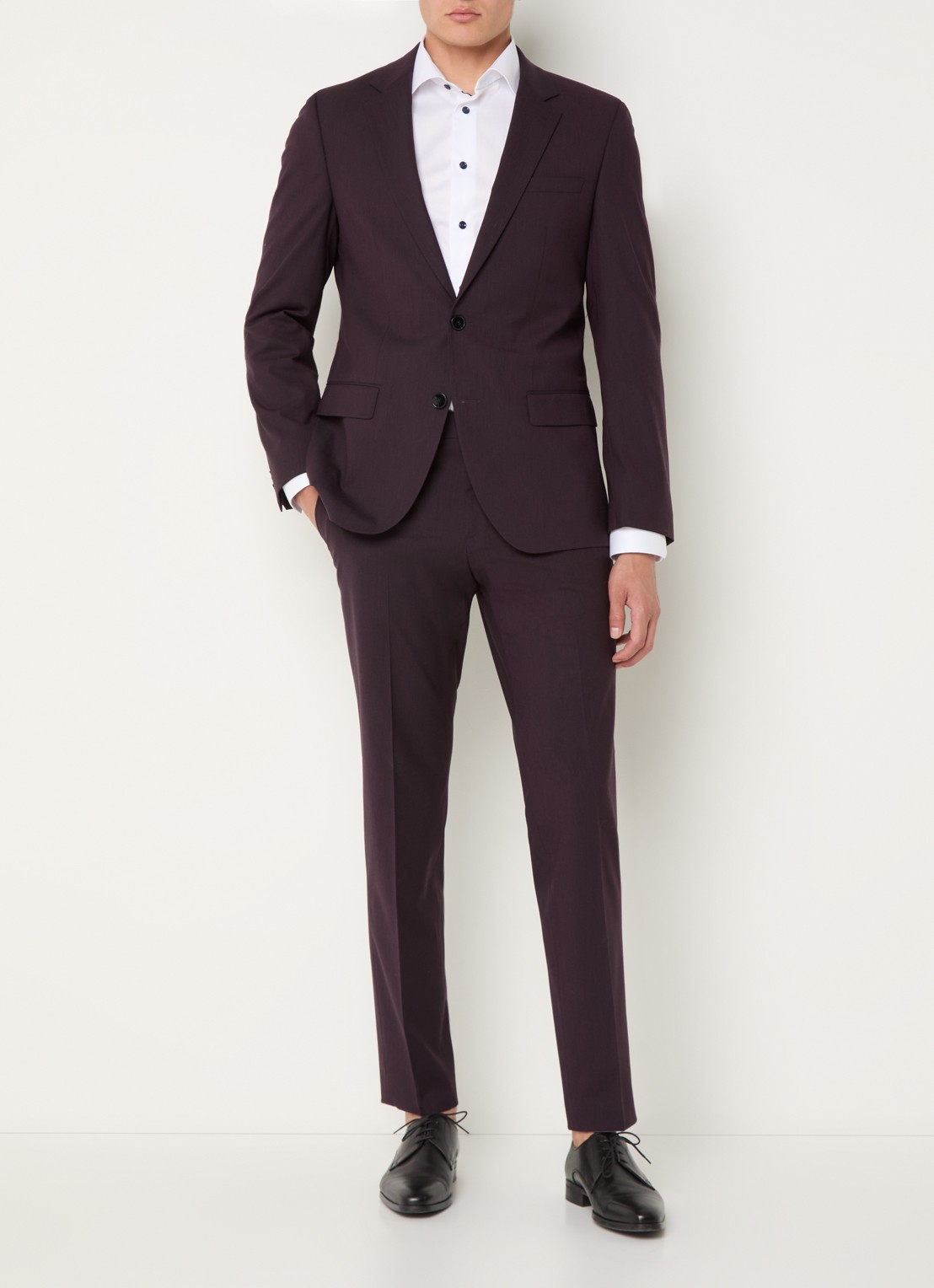 HUGO Slim-fit pak van een wolmix met hoogwaardige stretch - detail 5 aubergine