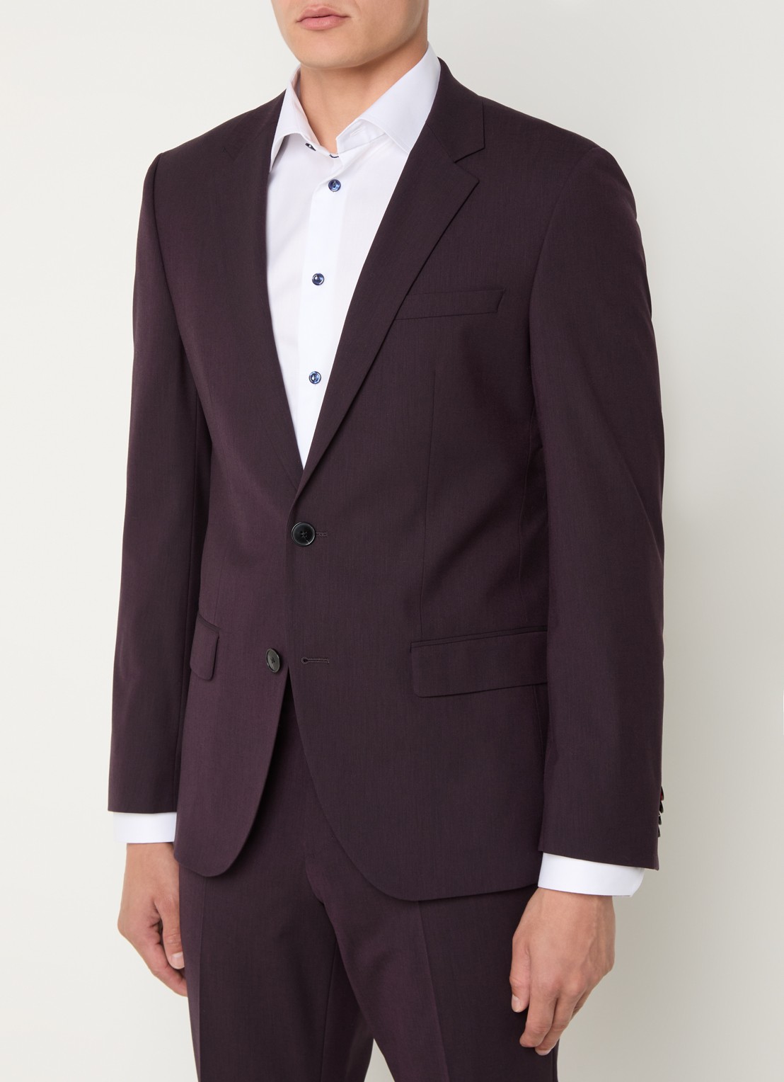 HUGO Slim-fit pak van een wolmix met hoogwaardige stretch - detail 7 aubergine