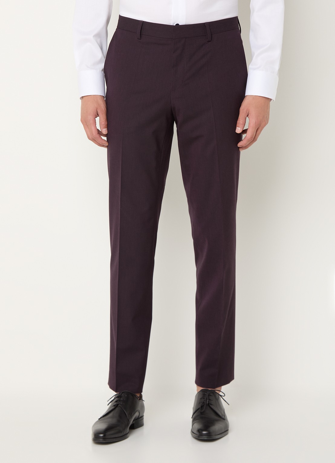 HUGO Slim-fit pak van een wolmix met hoogwaardige stretch - voorkant 4 aubergine