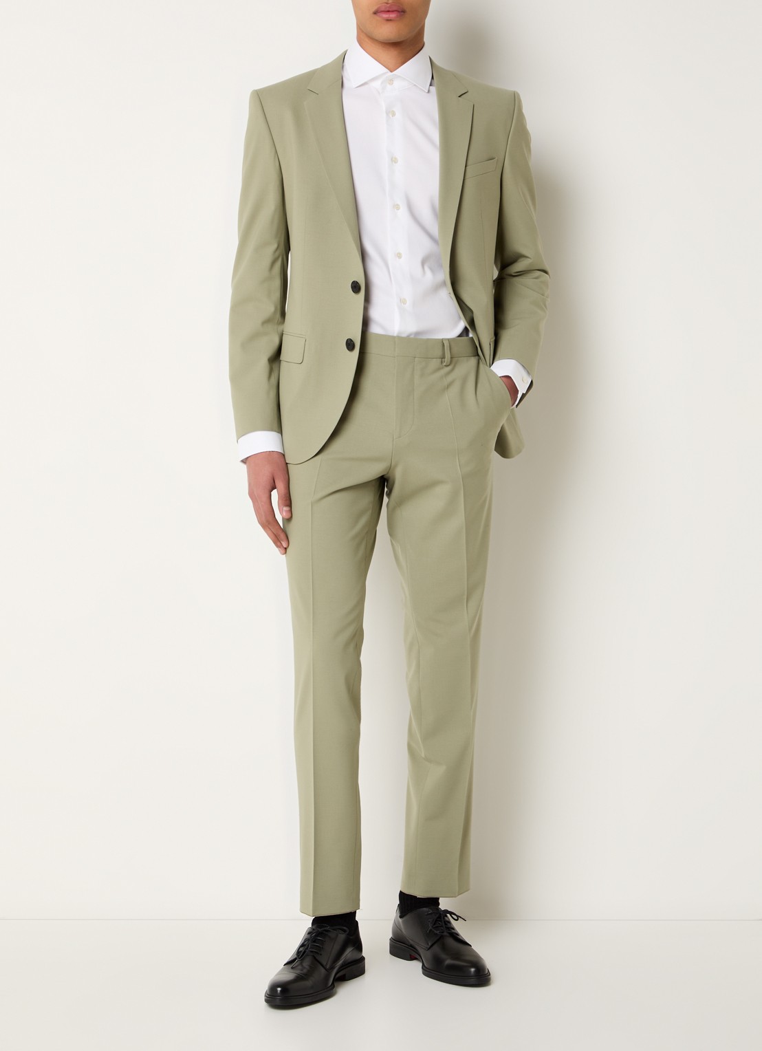 HUGO Slim-fit pak van een wolmix met hoogwaardige stretch - detail 3 mosgroen