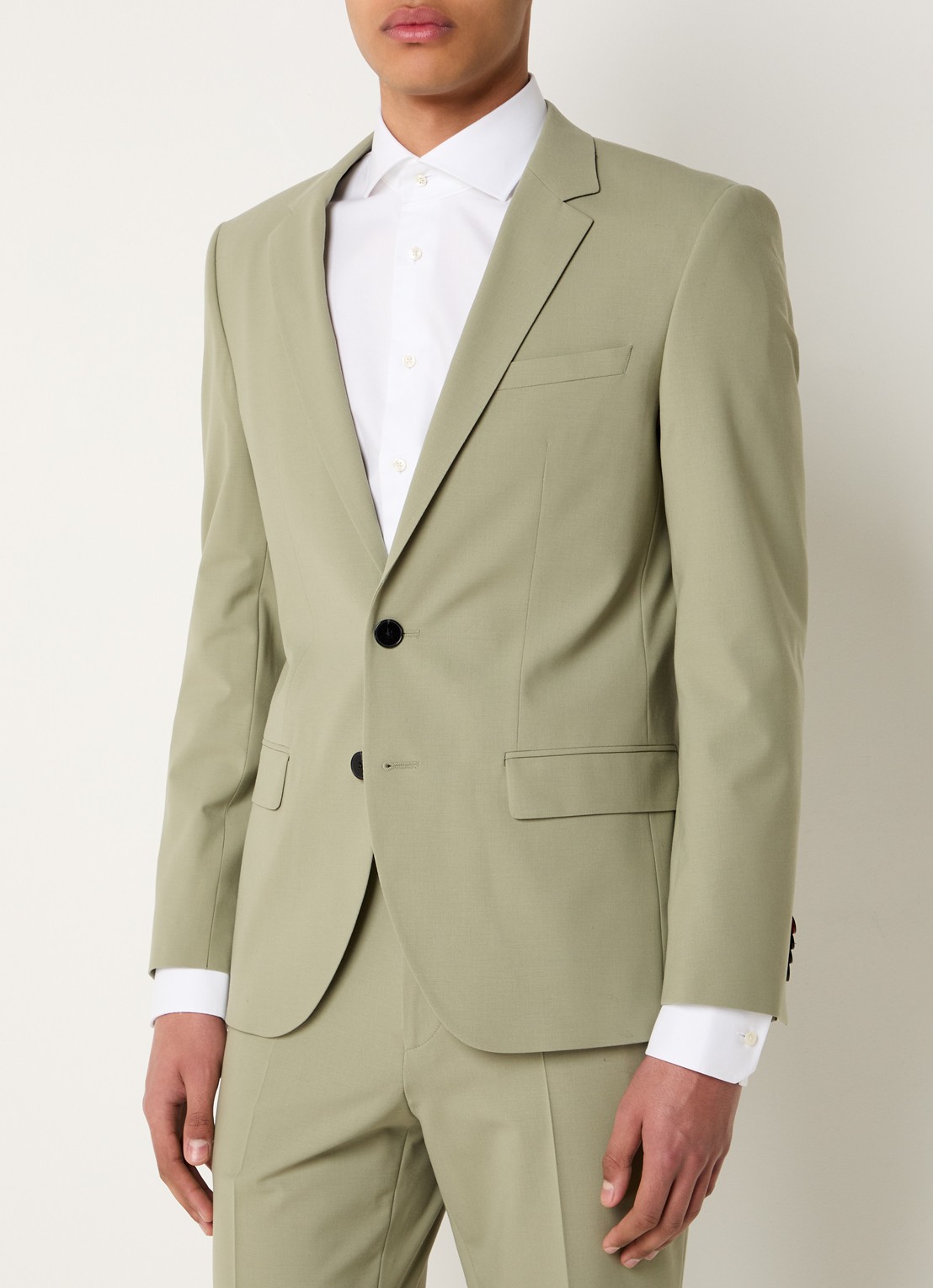 HUGO Slim-fit pak van een wolmix met hoogwaardige stretch - detail 4 mosgroen