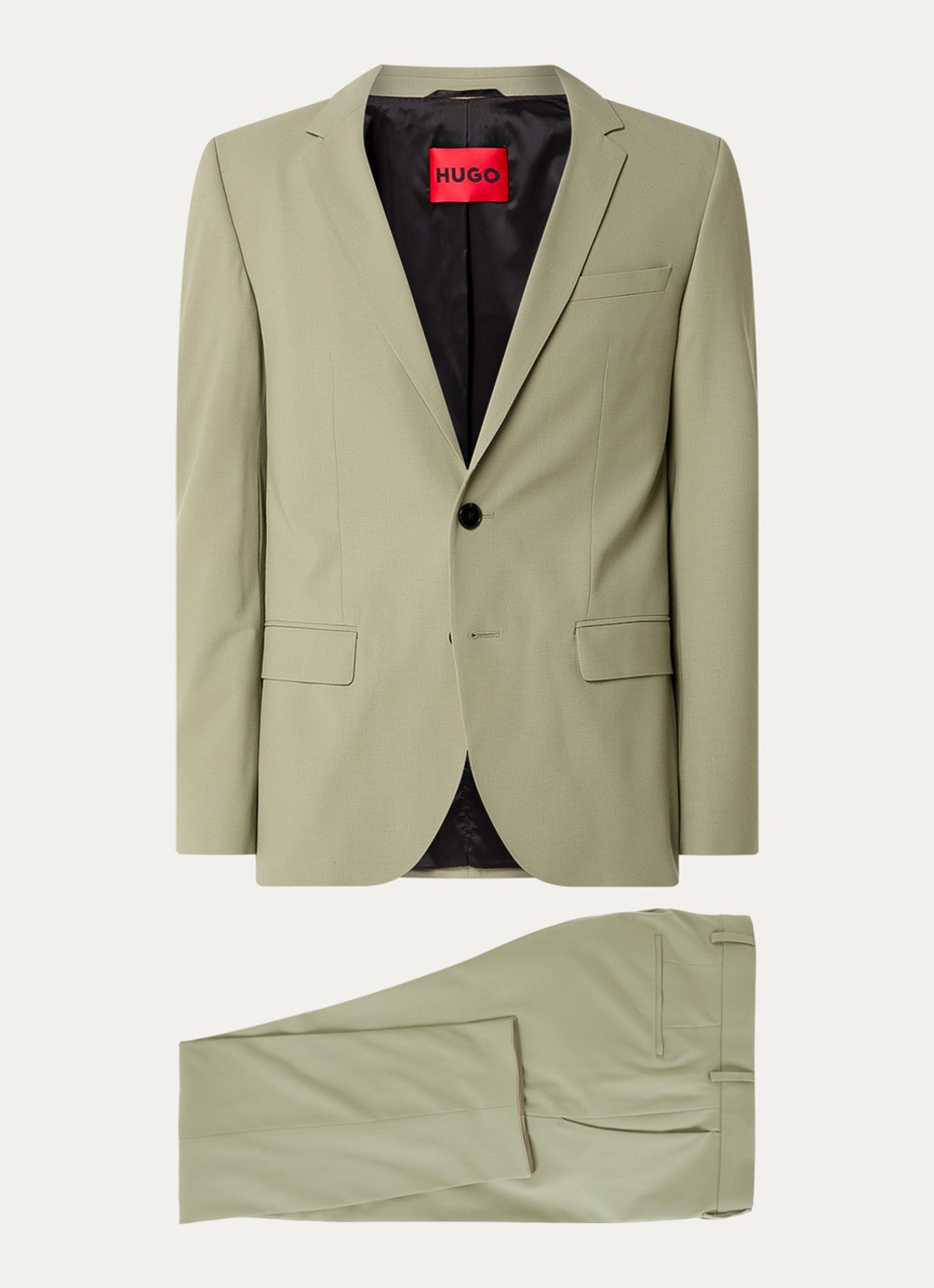 HUGO Slim-fit pak van een wolmix met hoogwaardige stretch - voorkant 7 mosgroen
