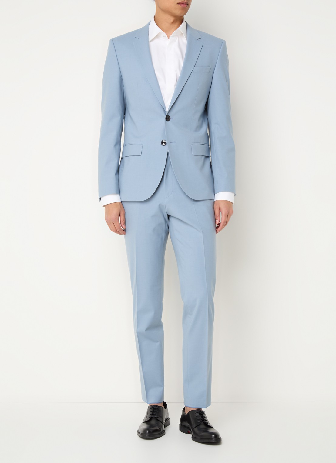 HUGO Slim-fit pak van een wolmix met hoogwaardige stretch - detail blauwgrijs