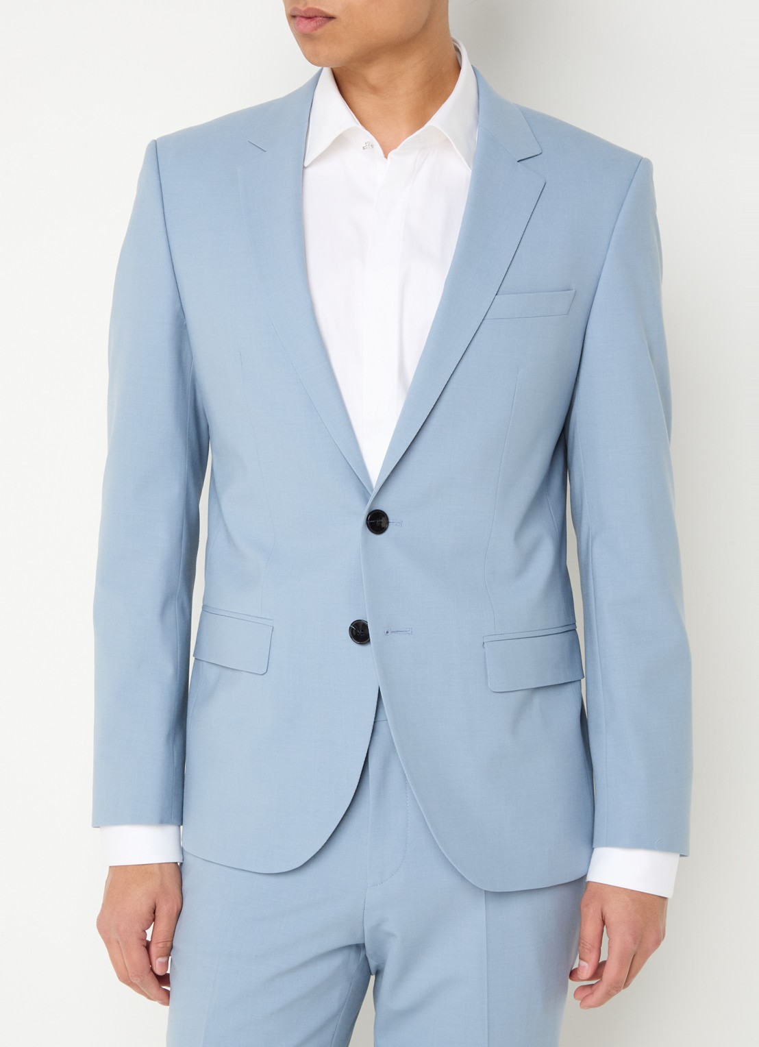HUGO Slim-fit pak van een wolmix met hoogwaardige stretch - detail 3 blauwgrijs