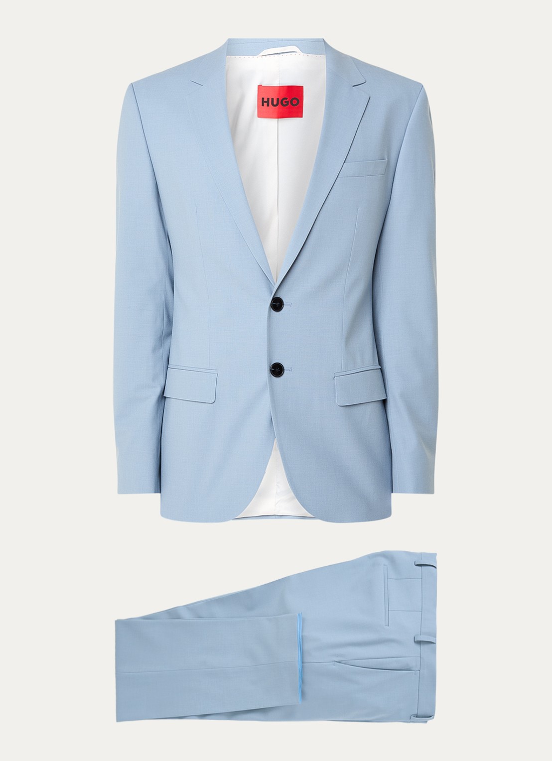 HUGO Slim-fit pak van een wolmix met hoogwaardige stretch - voorkant 8 blauwgrijs