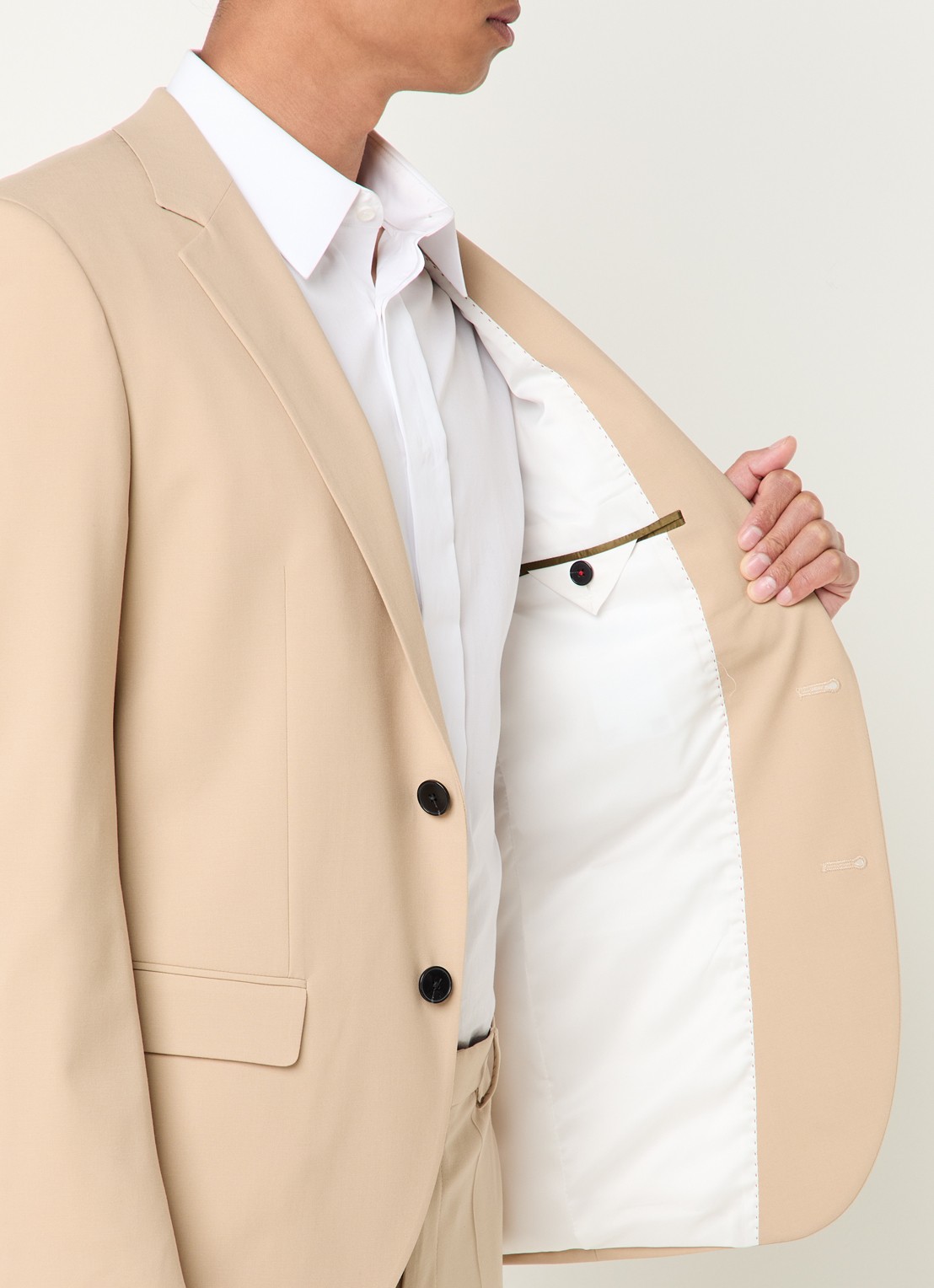 HUGO Slim-fit pak van een wolmix met hoogwaardige stretch - detail 6 beige