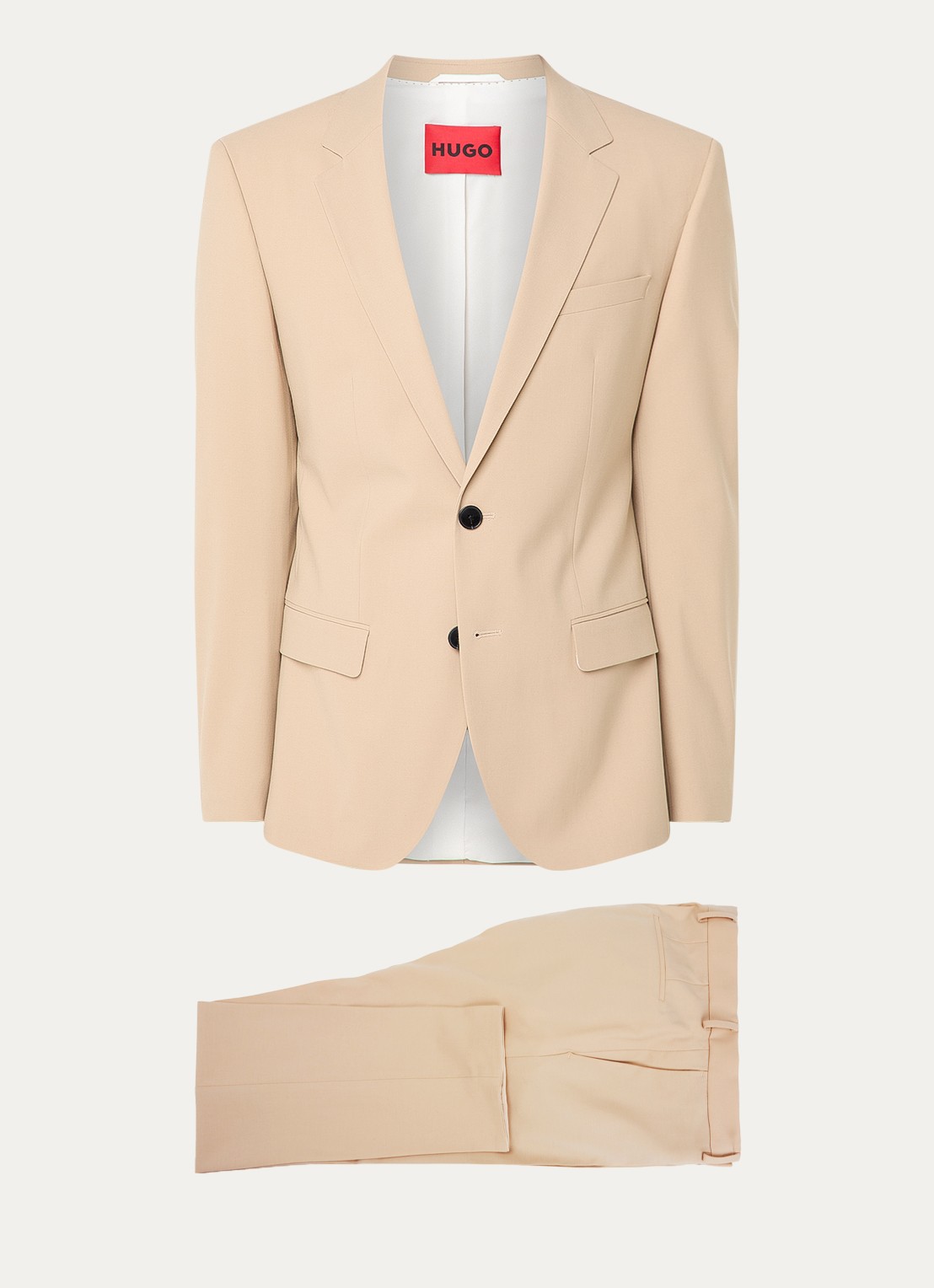 HUGO Slim-fit pak van een wolmix met hoogwaardige stretch - voorkant 3 beige