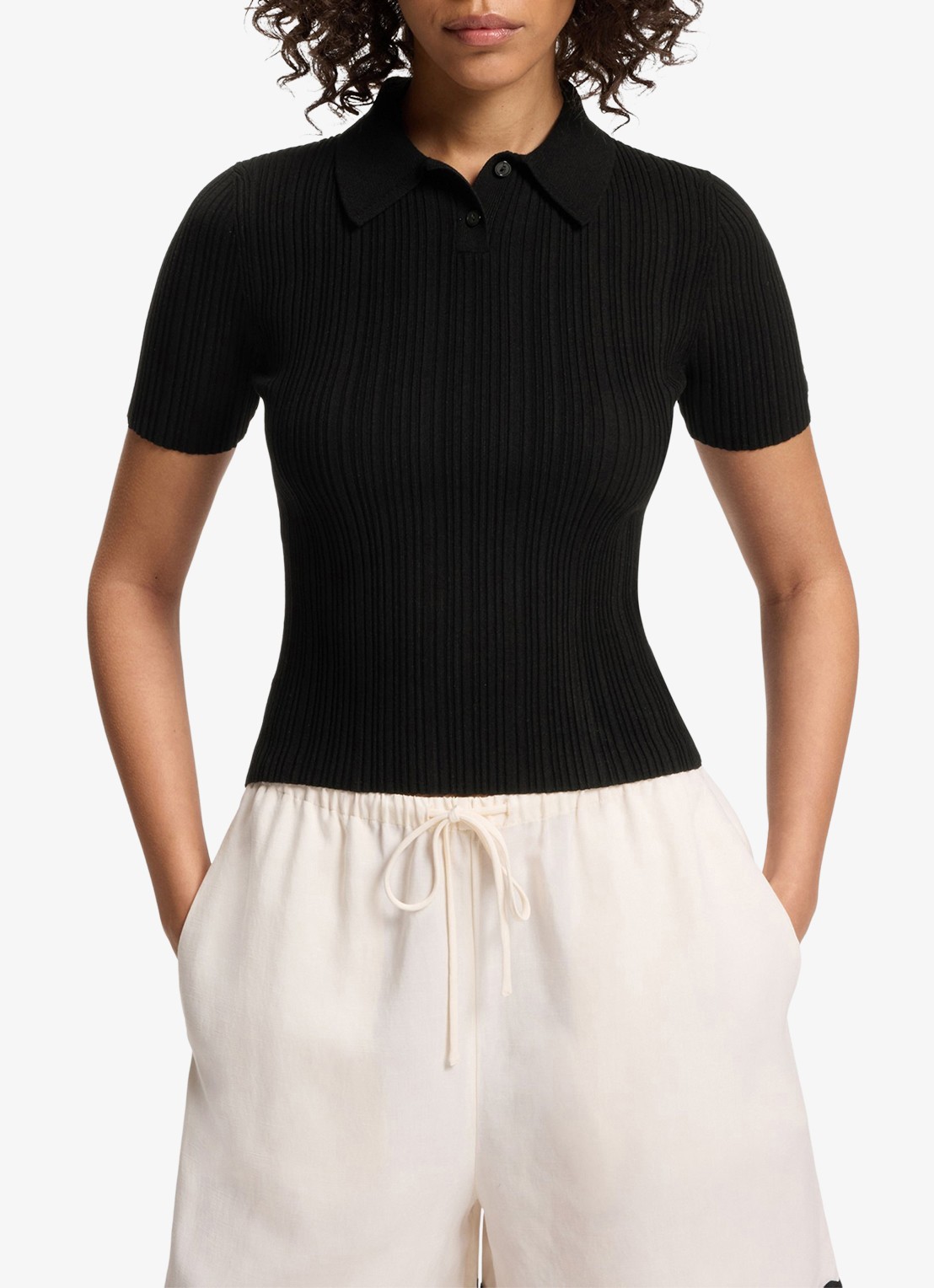 HUGO Slim fit polo met structuur - detail 4 zwart