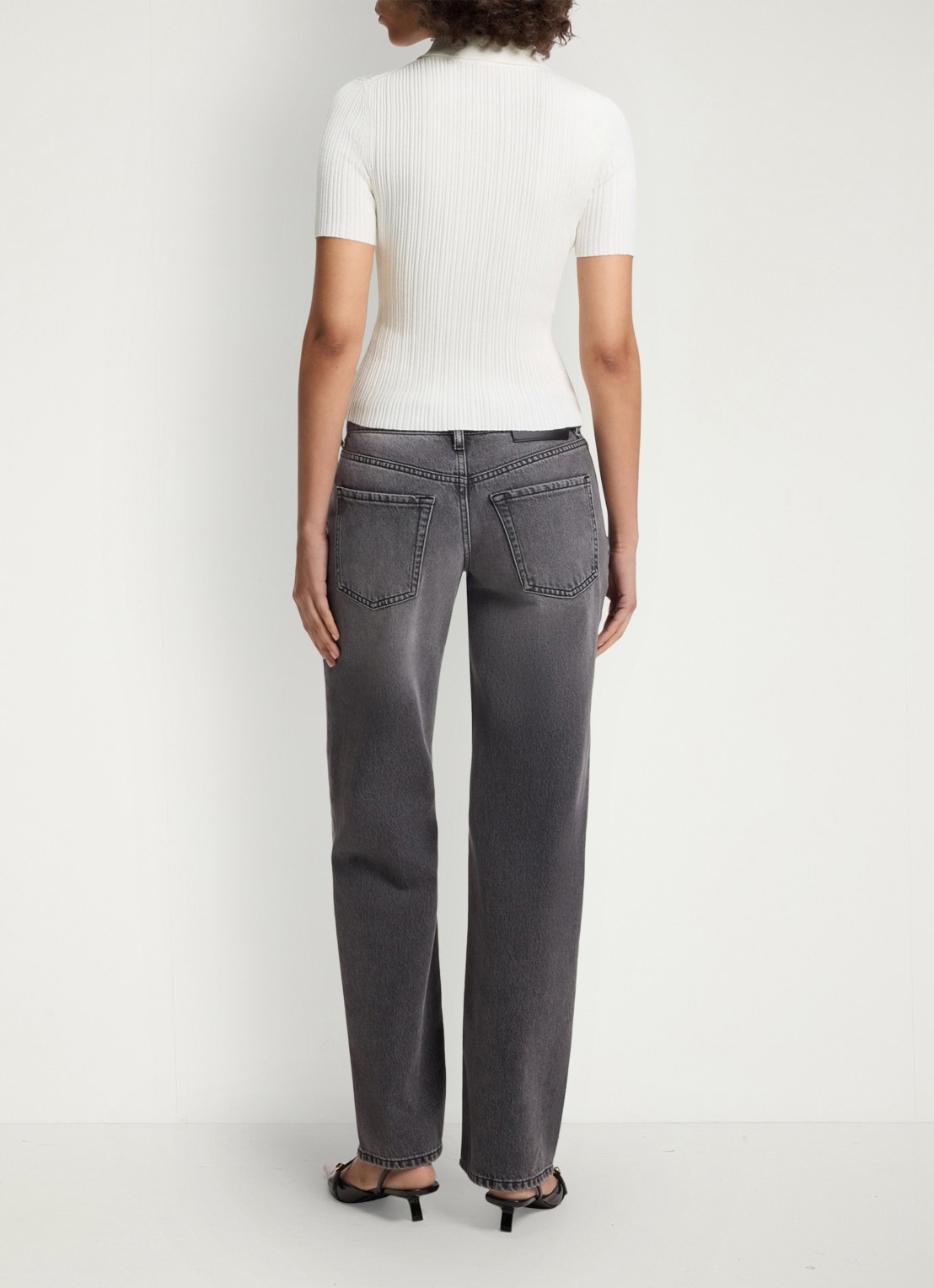 HUGO Slim fit polo met structuur - achterkant 3 wit
