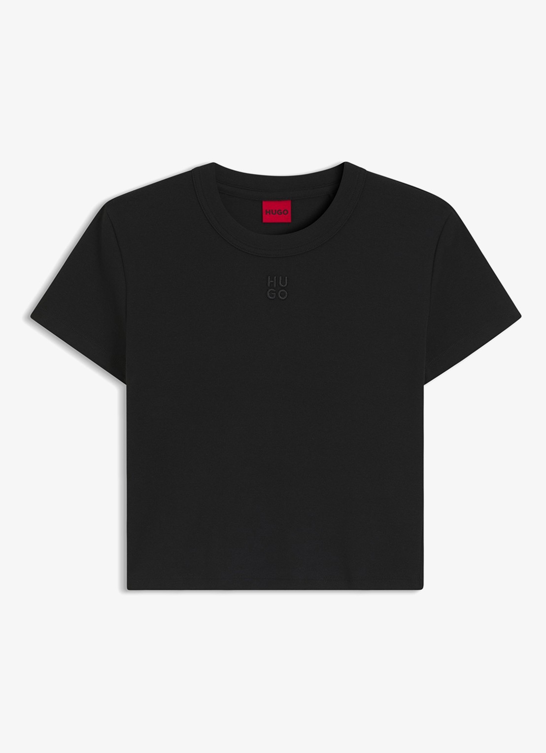 HUGO Slim-fit T-shirt van een katoenmix met logostiksel - voorkant 5 zwart