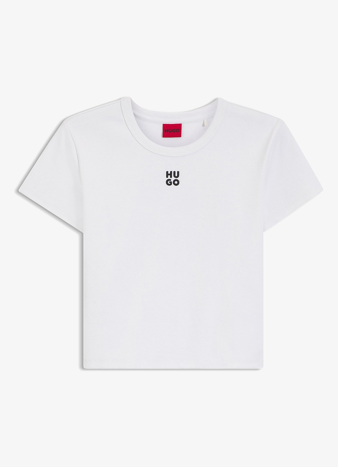HUGO Slim-fit T-shirt van een katoenmix met logostiksel - voorkant 3 wit