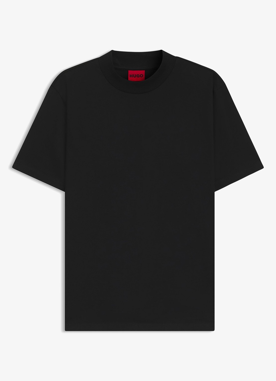 HUGO Slim-fit T-shirt van stretchkatoen met opstaande kraag - voorkant 4 zwart