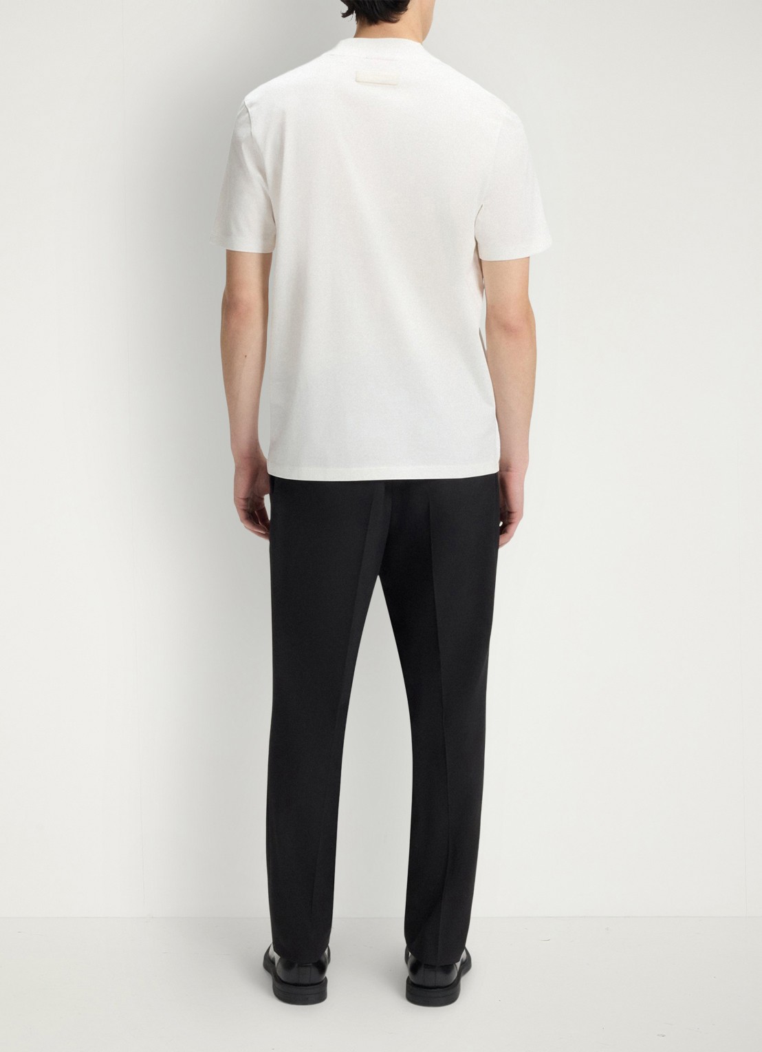 HUGO Slim-fit T-shirt van stretchkatoen met opstaande kraag - achterkant creme