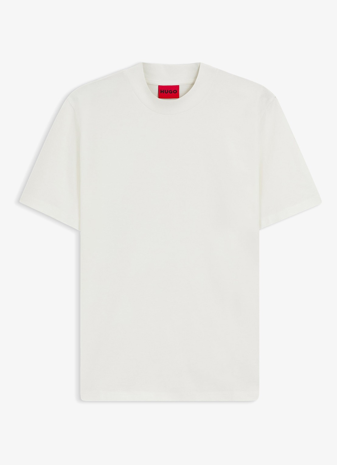 HUGO Slim-fit T-shirt van stretchkatoen met opstaande kraag - voorkant 2 creme
