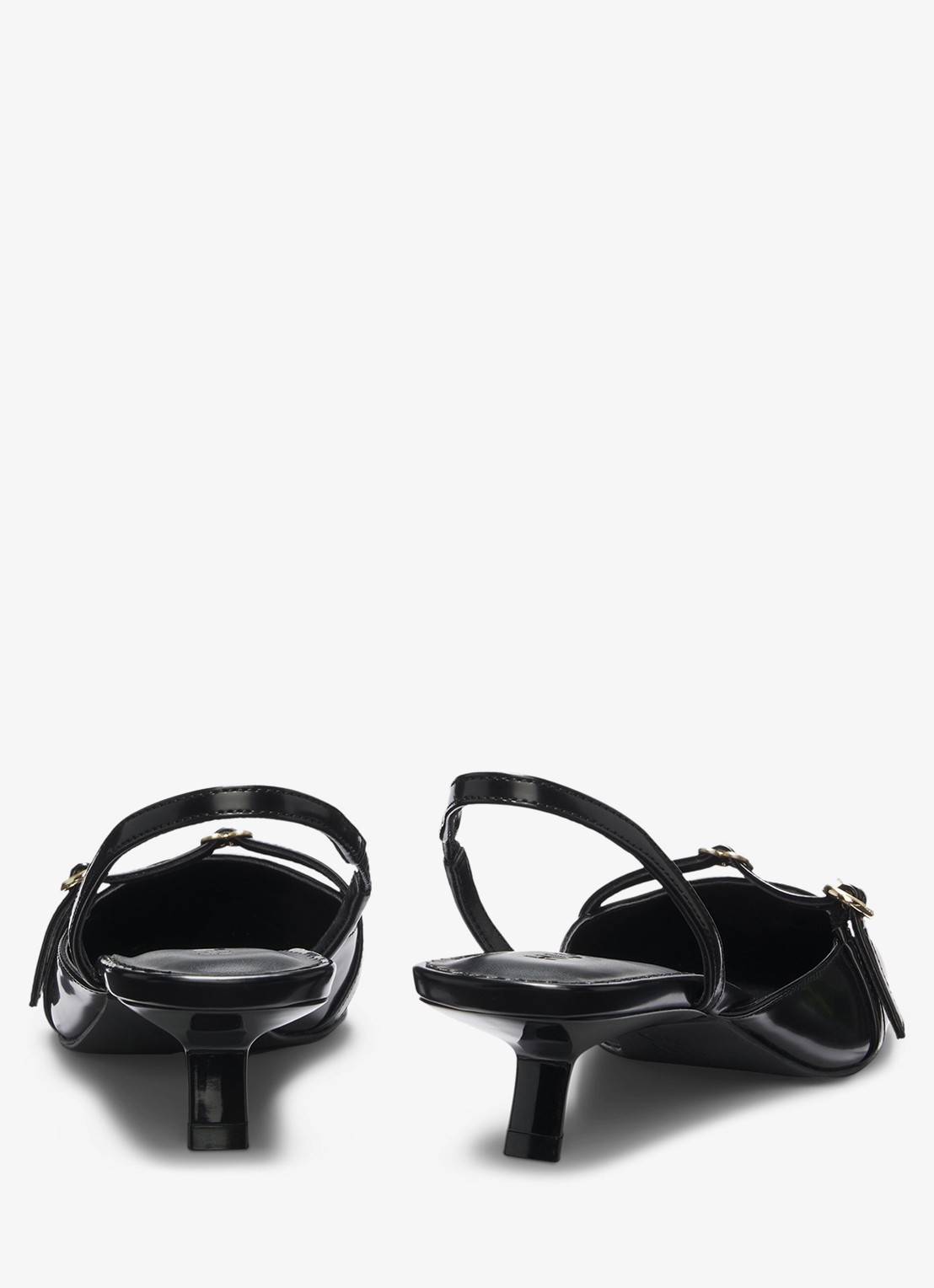HUGO Slingback van leer met gespdetail - detail 3 zwart