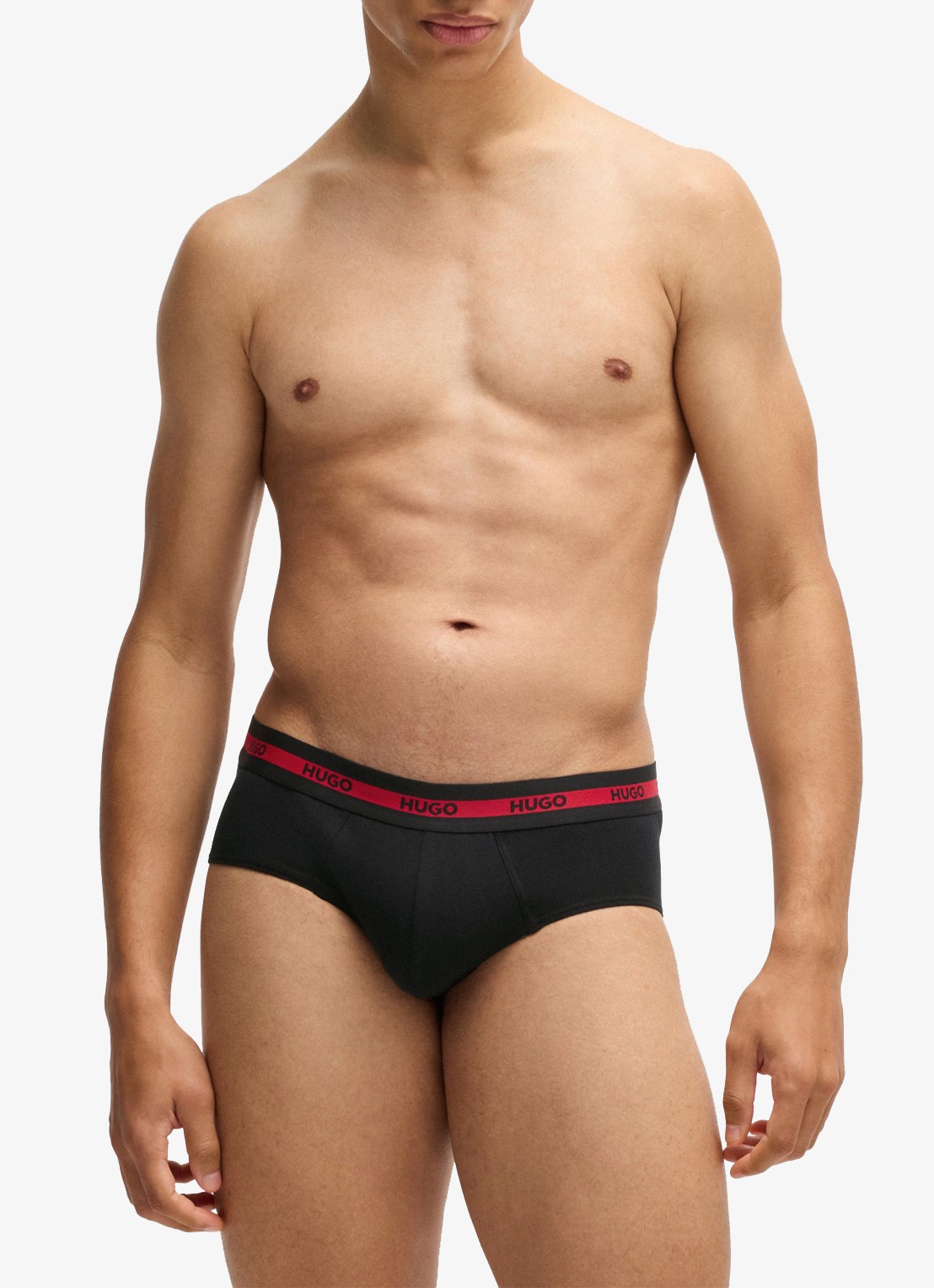 HUGO Slip met logoband in 3-pack - voorkant 5 zwart