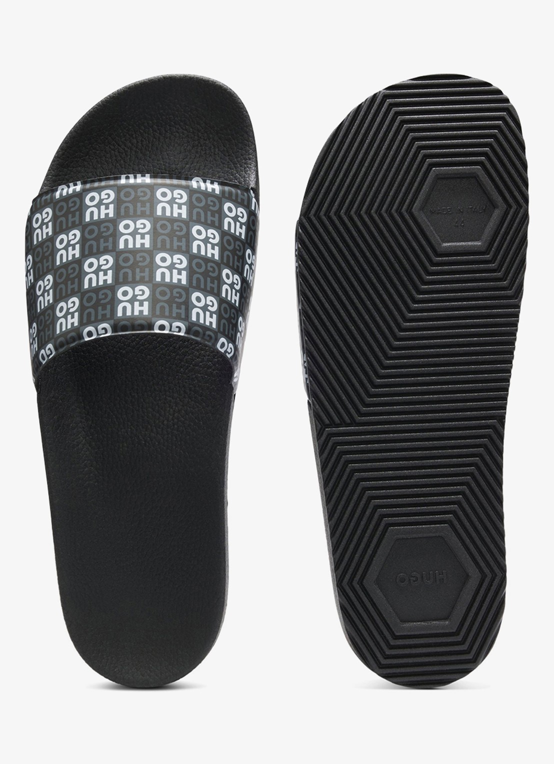 HUGO Slipper met logo - achterkant zwart