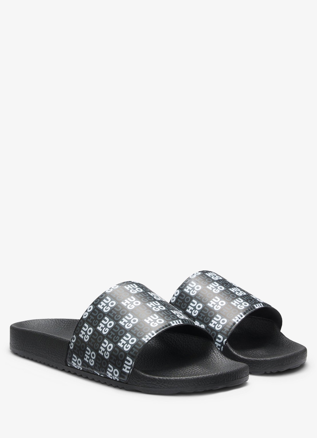 HUGO Slipper met logo - voorkant 3 zwart