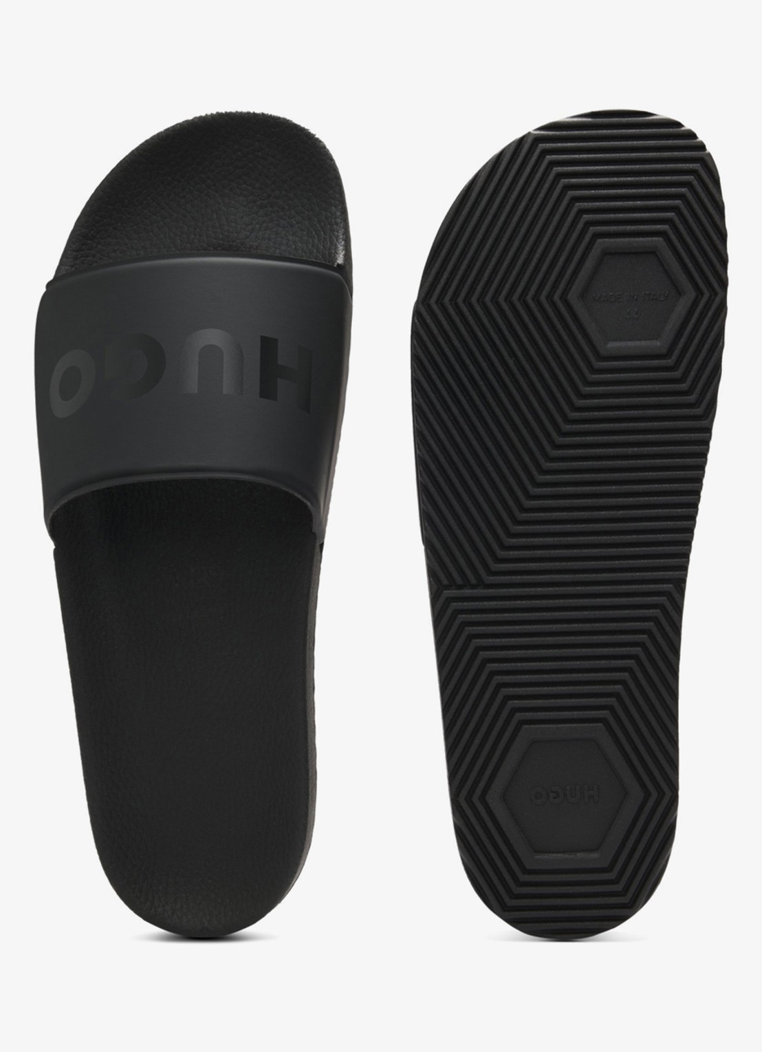 HUGO Slipper met logo - detail zwart
