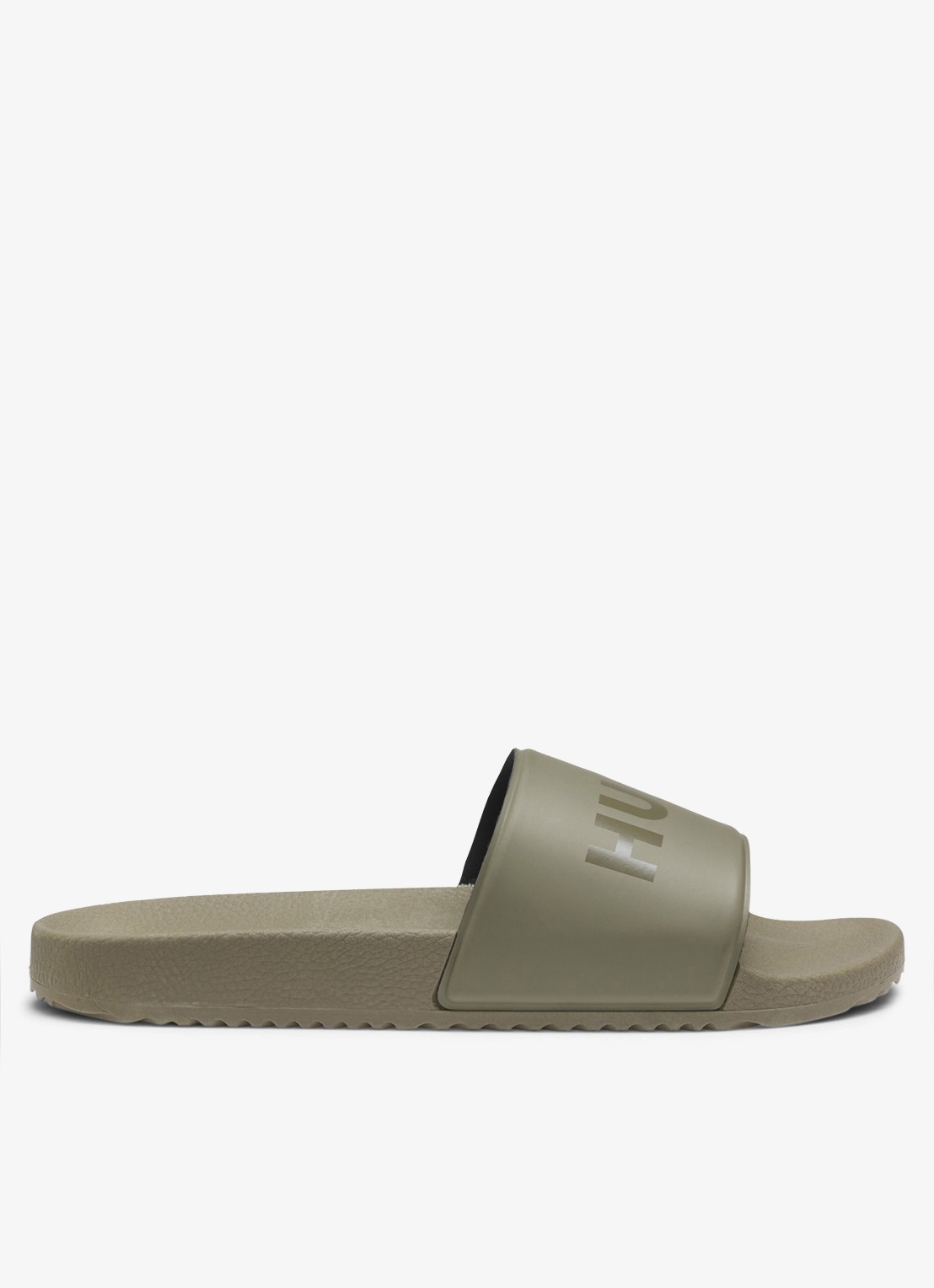 HUGO Slipper met logo - voorkant bronsgroen
