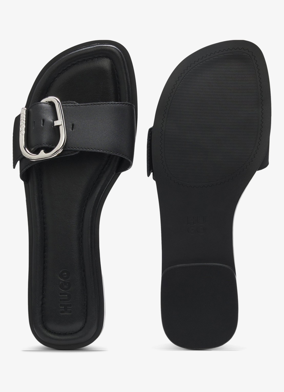 HUGO Slippers met gesp - achterkant black-001 / zwart
