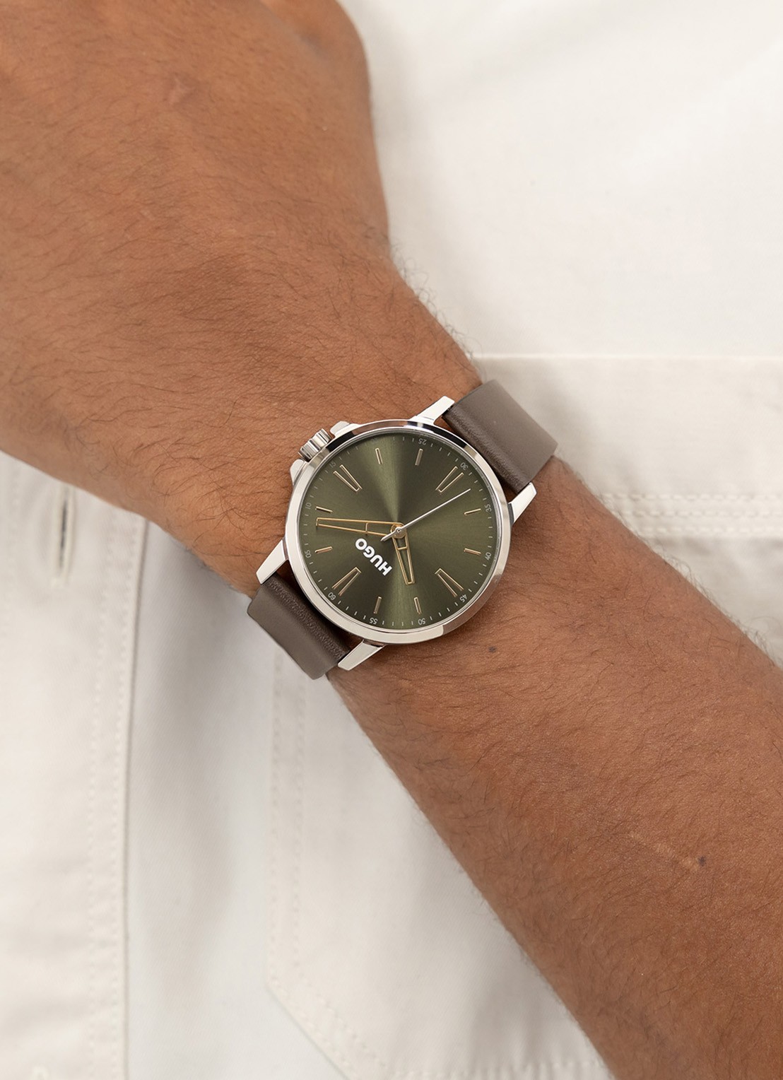 HUGO Smooth horloge HU1530418  - voorkant 4 zilver