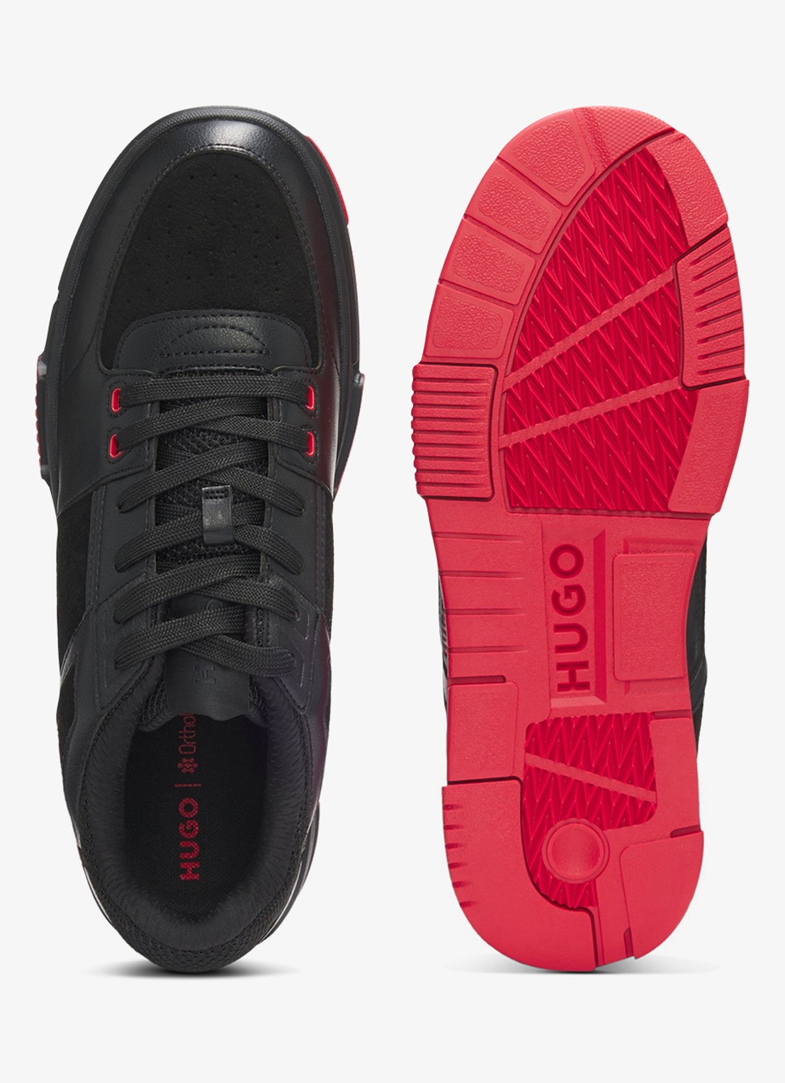 HUGO Sneaker met details van mesh  - achterkant zwart