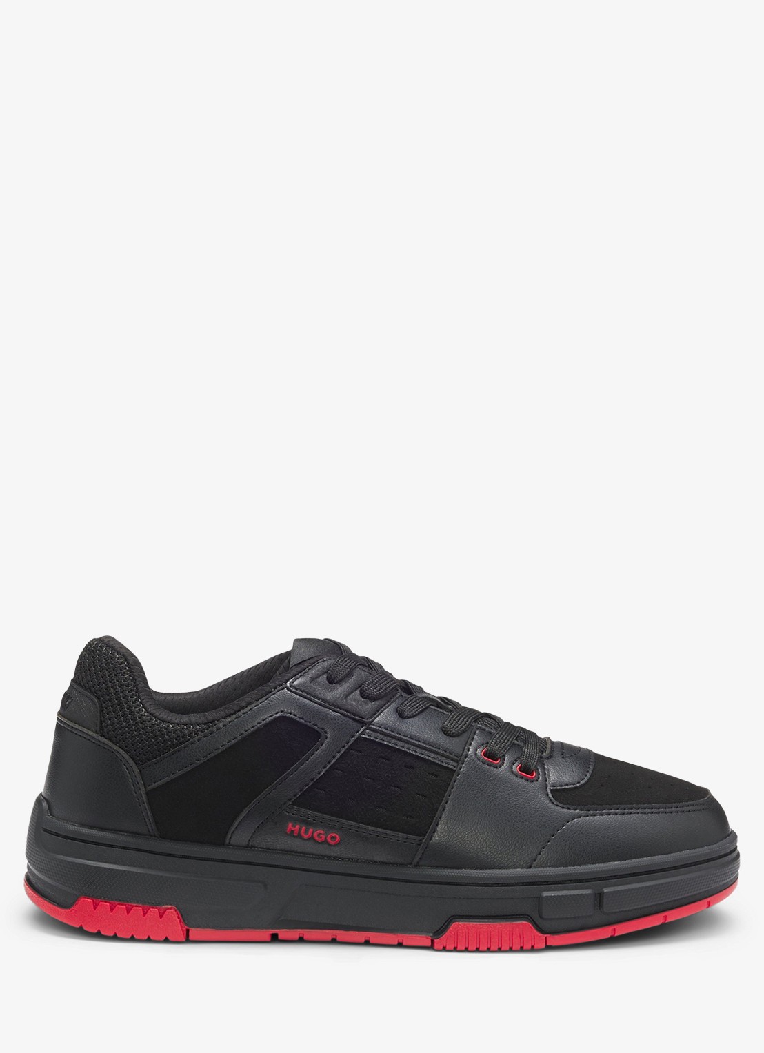 HUGO Sneaker met details van mesh  - voorkant 2 zwart