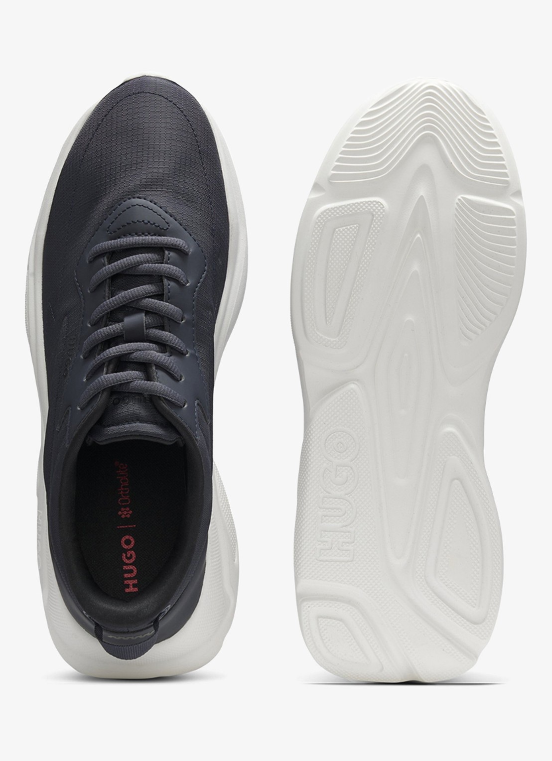 HUGO Sneaker met logo - achterkant 3 donkerblauw