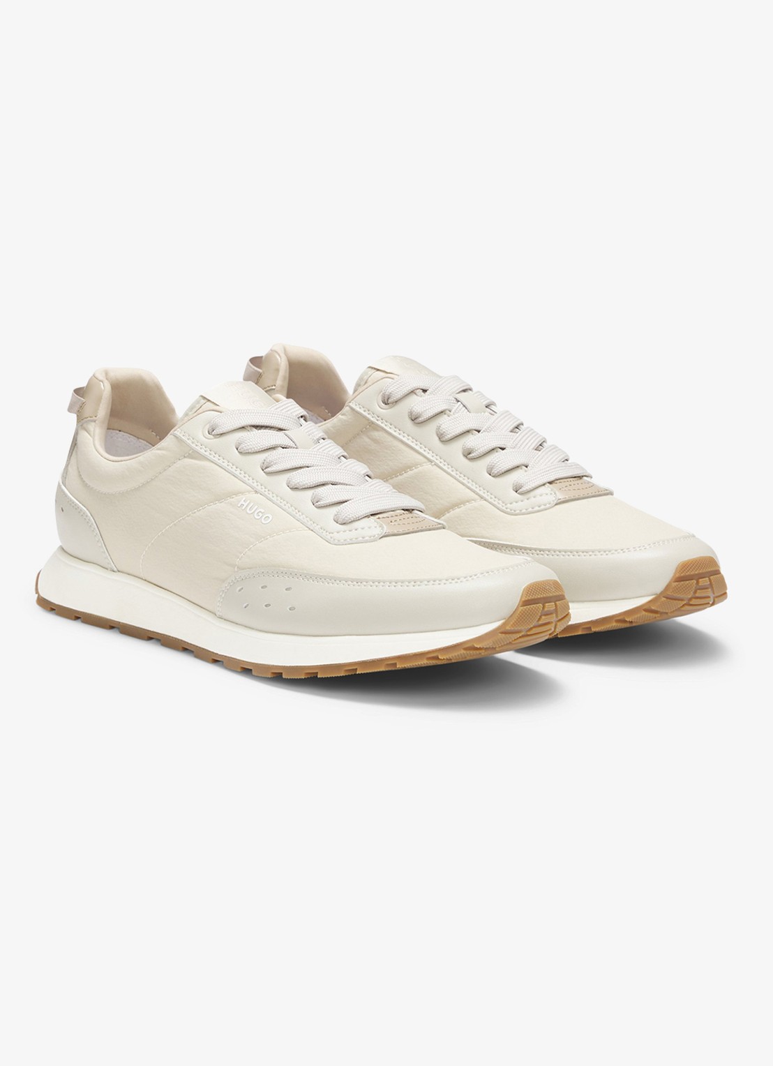 HUGO Sneaker met logo  - voorkant 2 beige