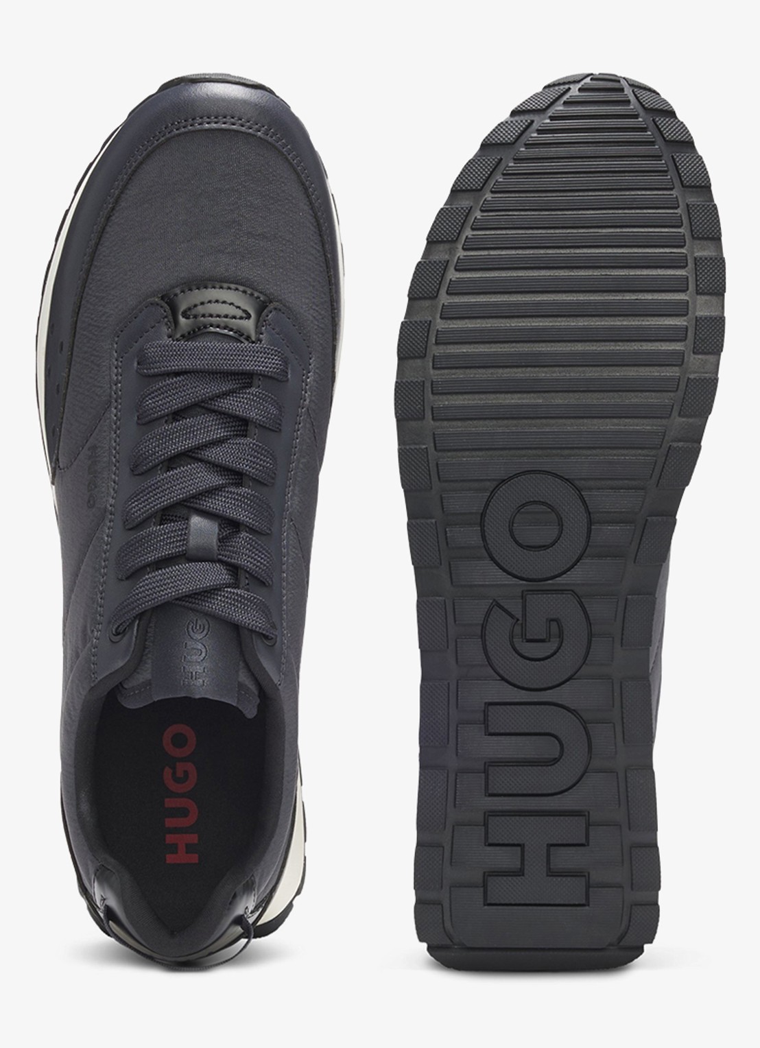 HUGO Sneaker met logo  - achterkant donkerblauw