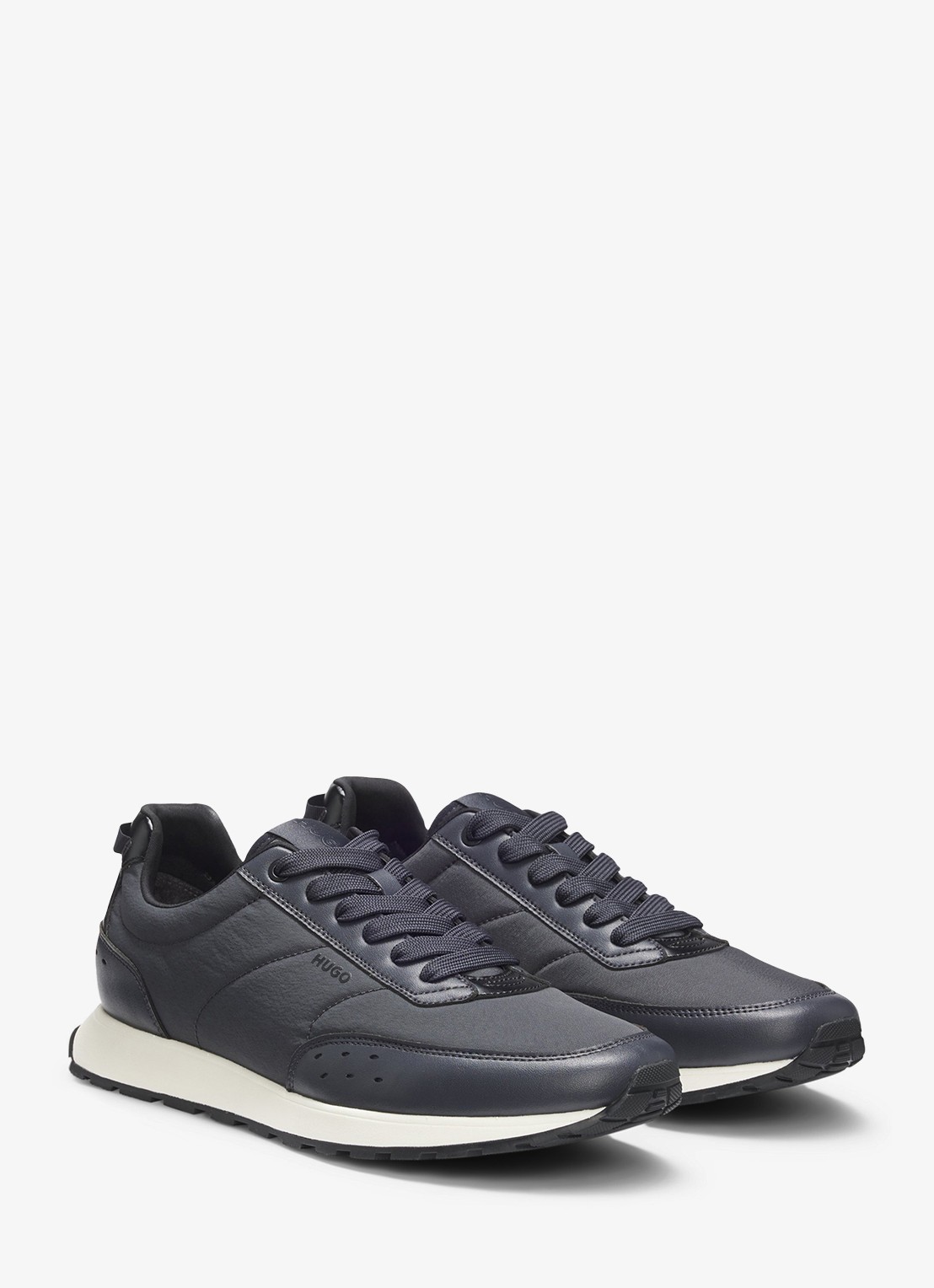 HUGO Sneaker met logo  - voorkant 3 donkerblauw