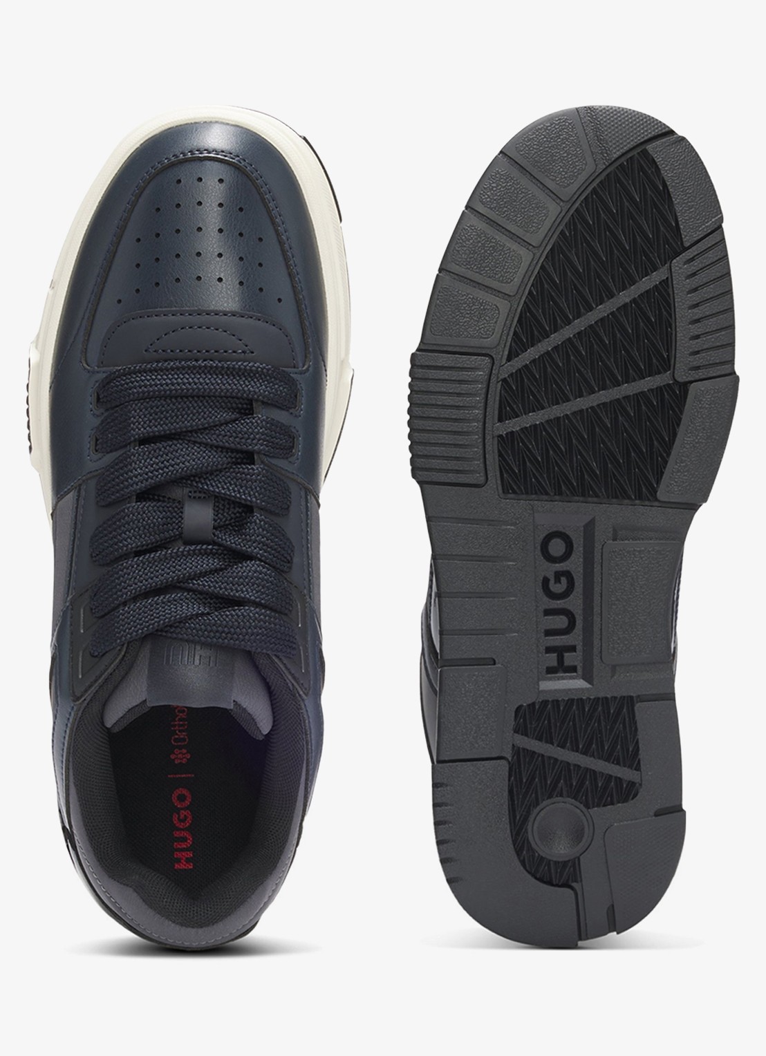 HUGO Sneaker met logo  - achterkant 3 donkerblauw