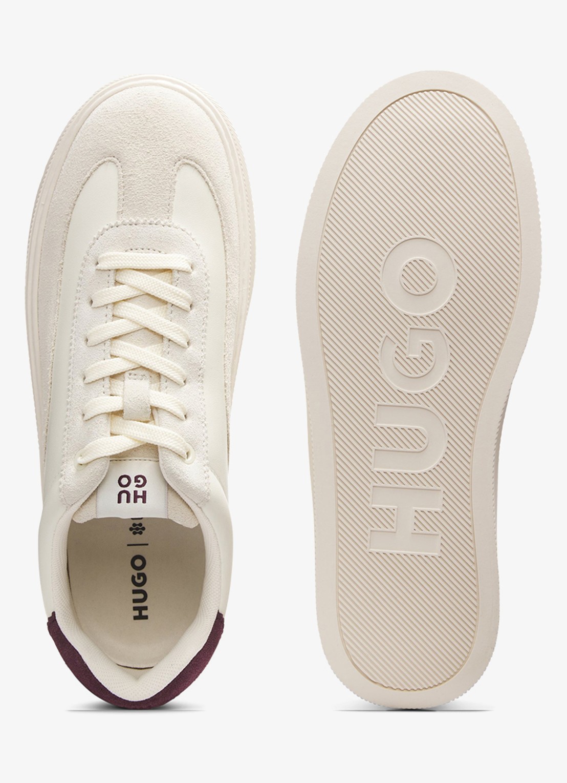HUGO Sneaker met suède details   - achterkant 4 beige