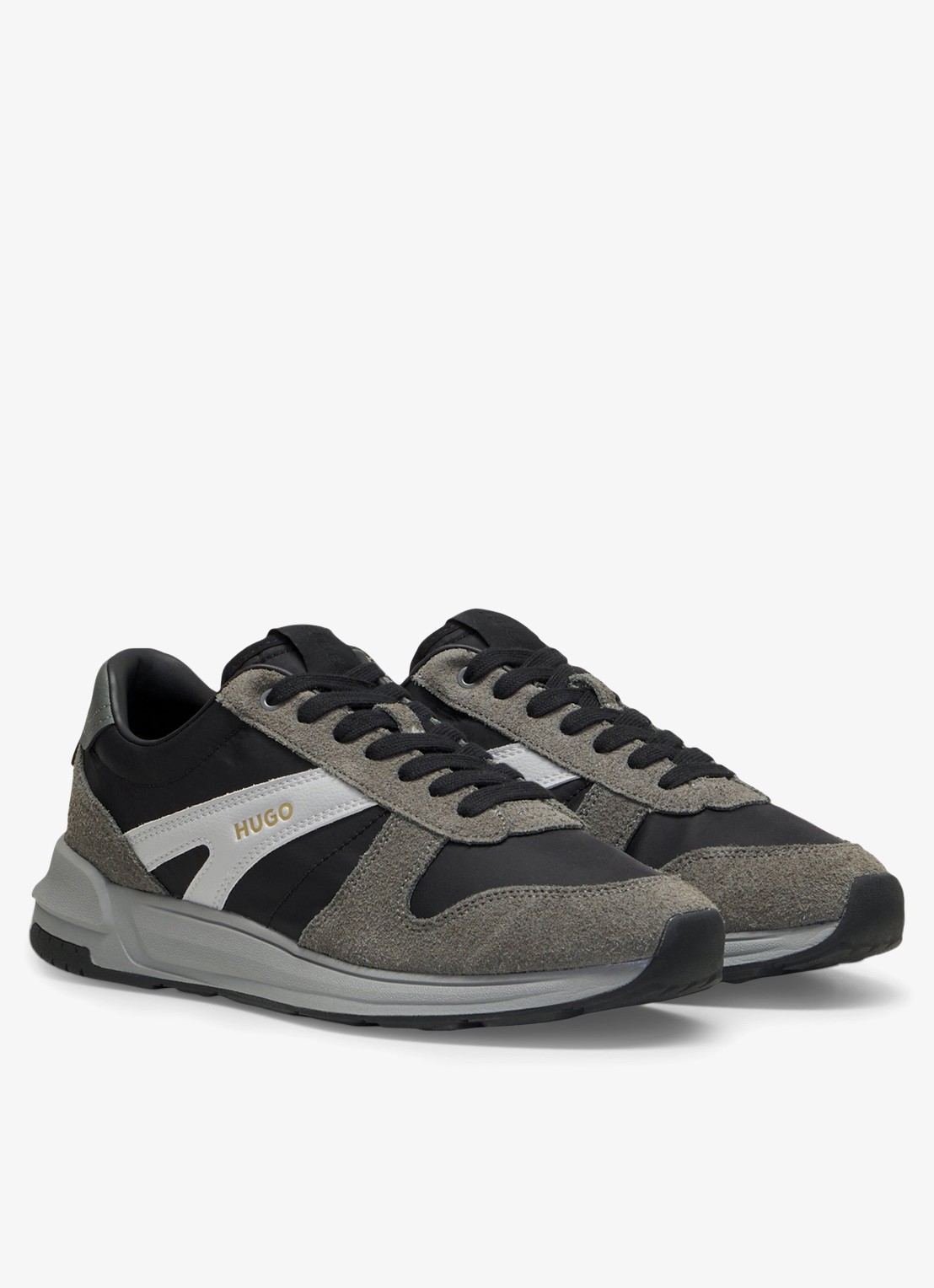 HUGO Sneaker met suède details - detail 3 open grey-061 / grijs