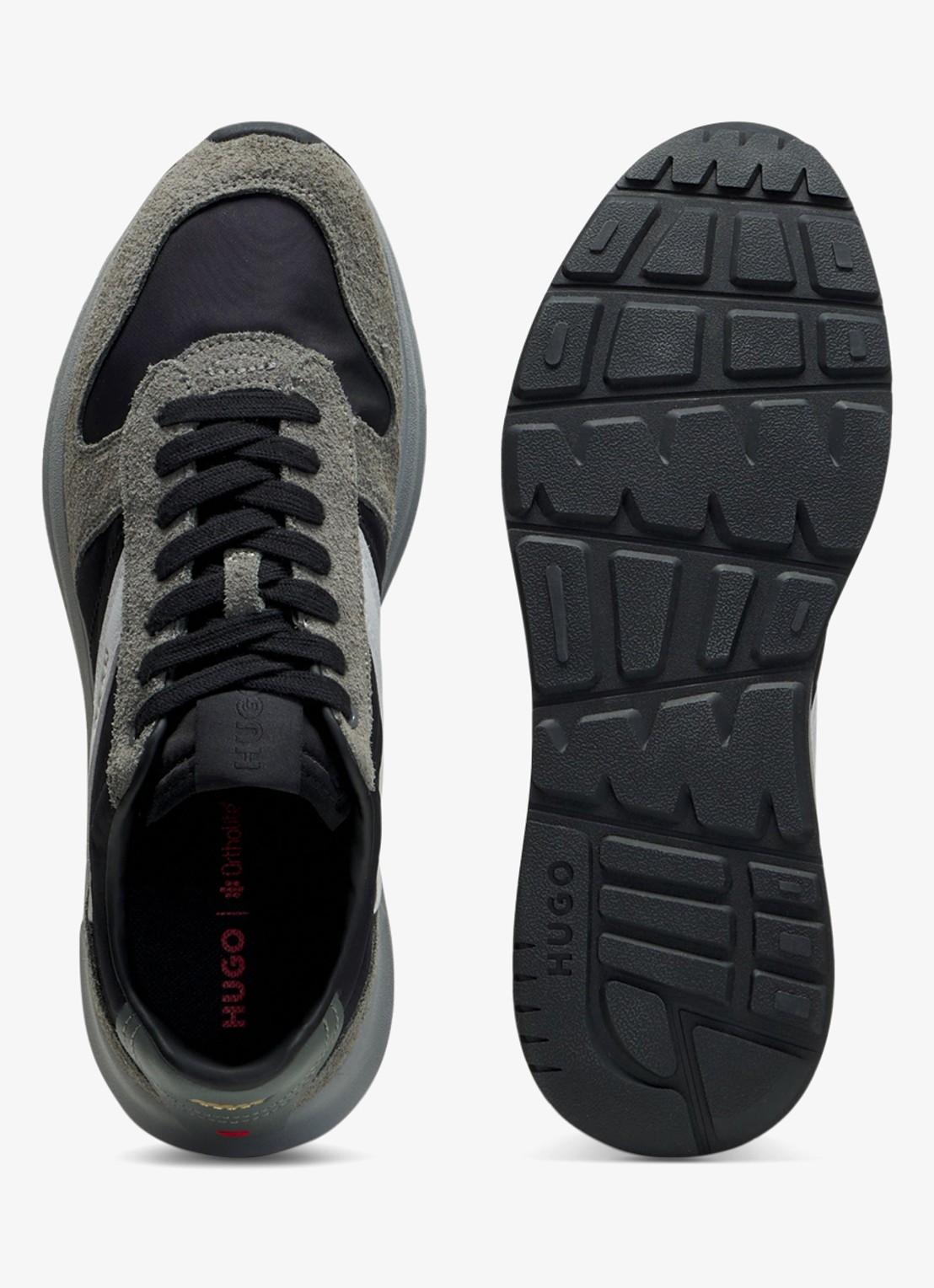 HUGO Sneaker met suède details - detail 4 open grey-061 / grijs