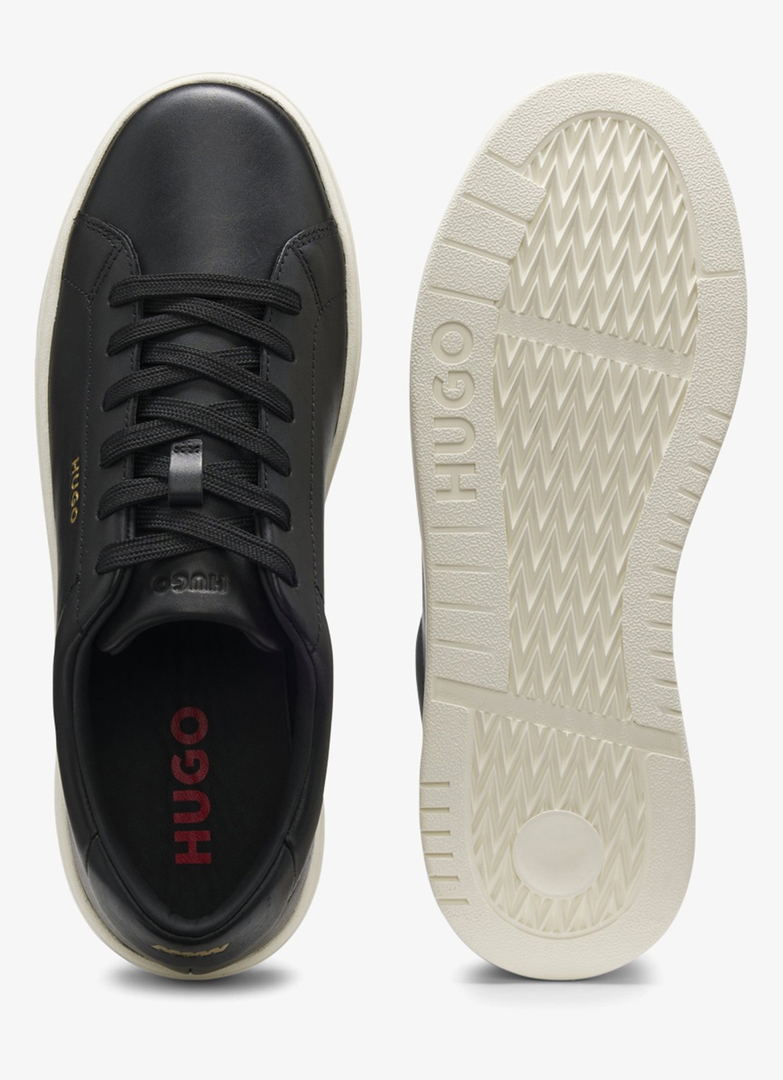 HUGO Sneaker van leer met logo - detail 4 zwart