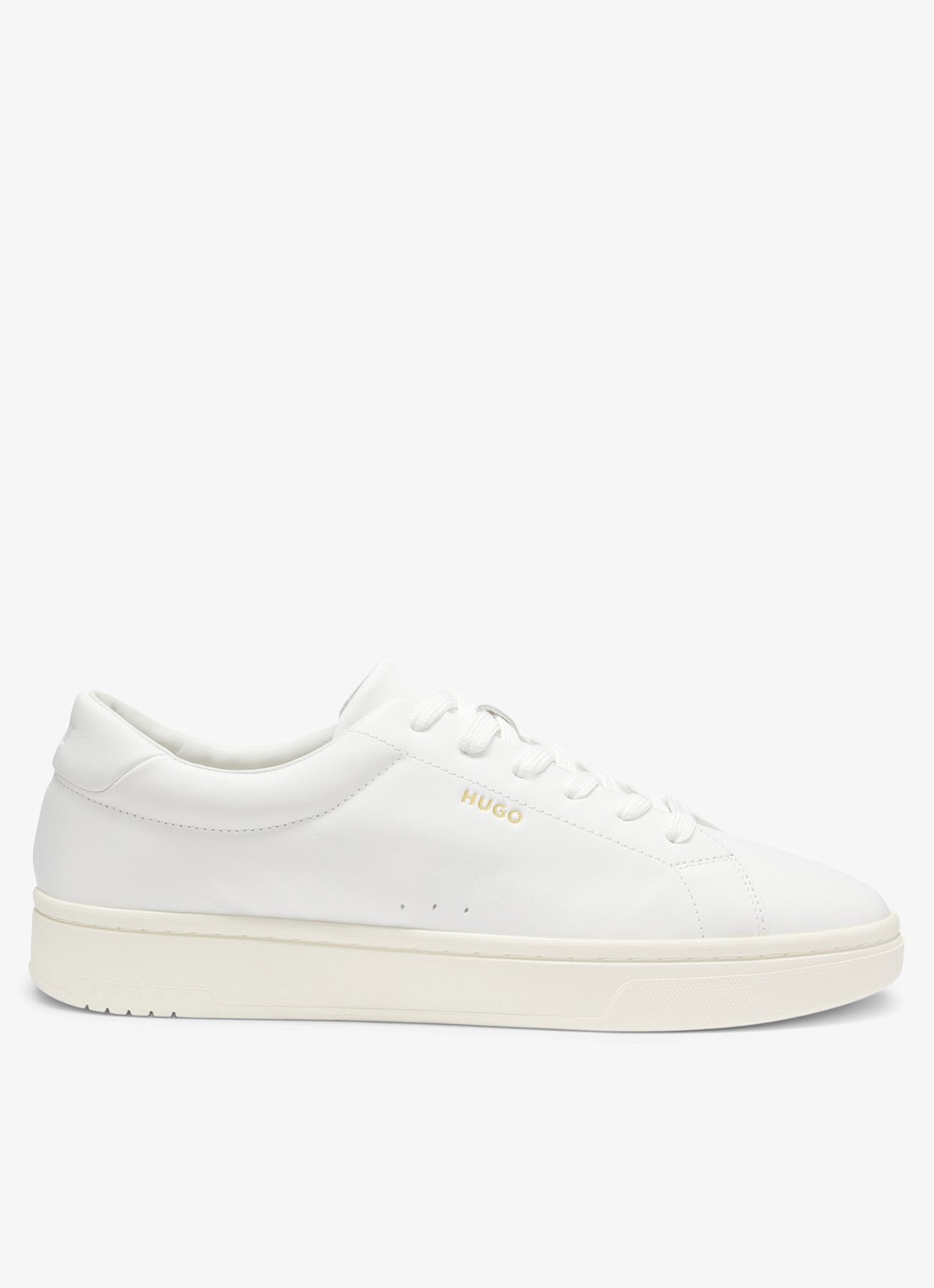 HUGO Sneaker van leer met logo - voorkant 2 wit