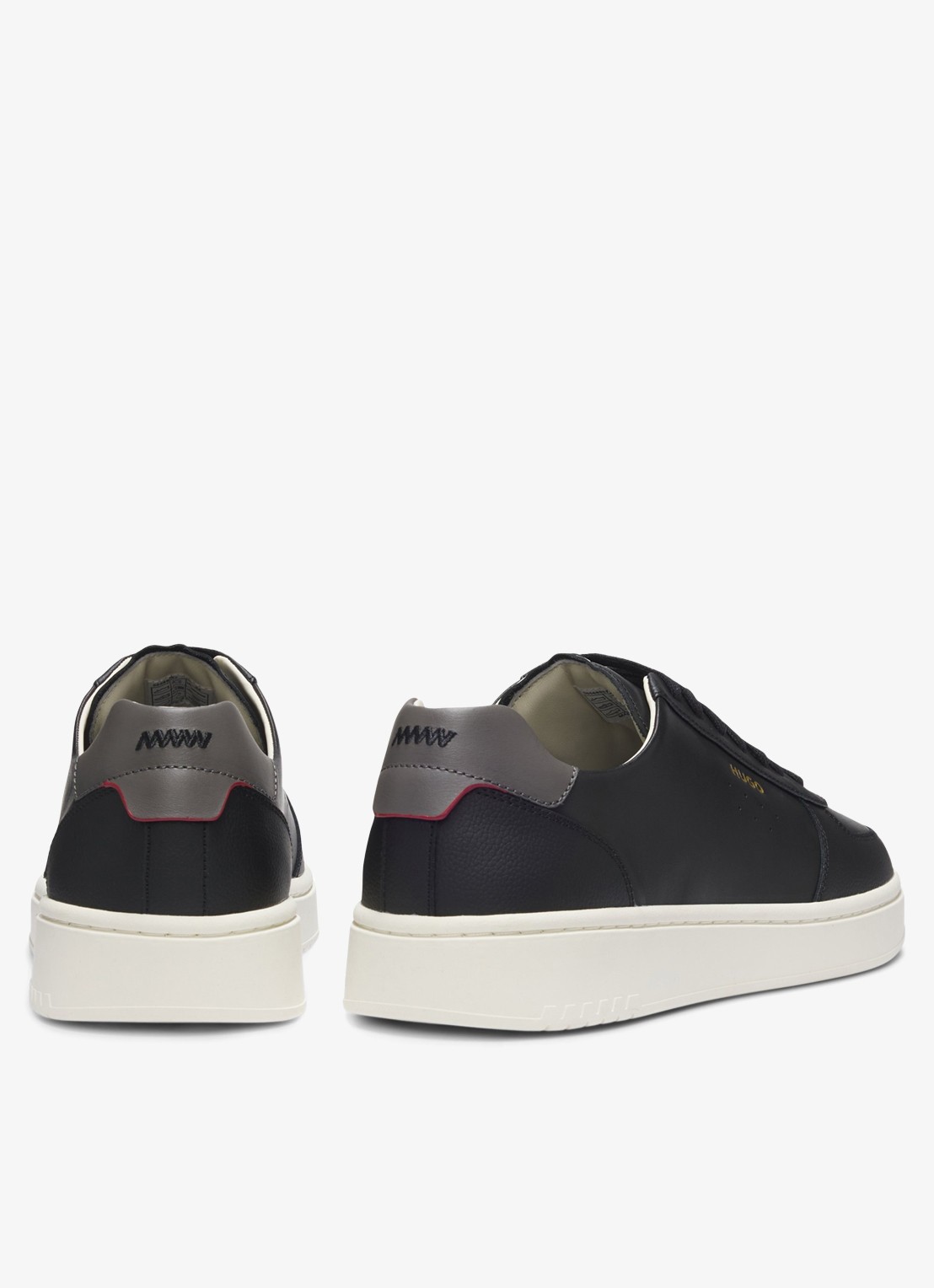HUGO Sneaker van leer met logo - achterkant black-002 / zwart