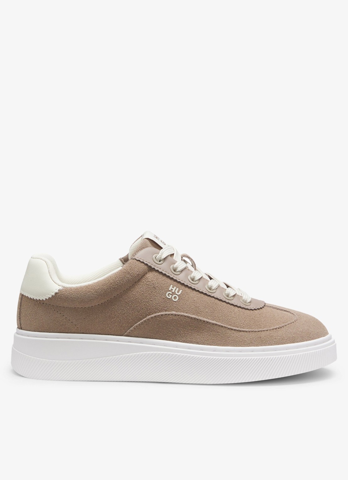 HUGO Sneaker van suède - voorkant beige