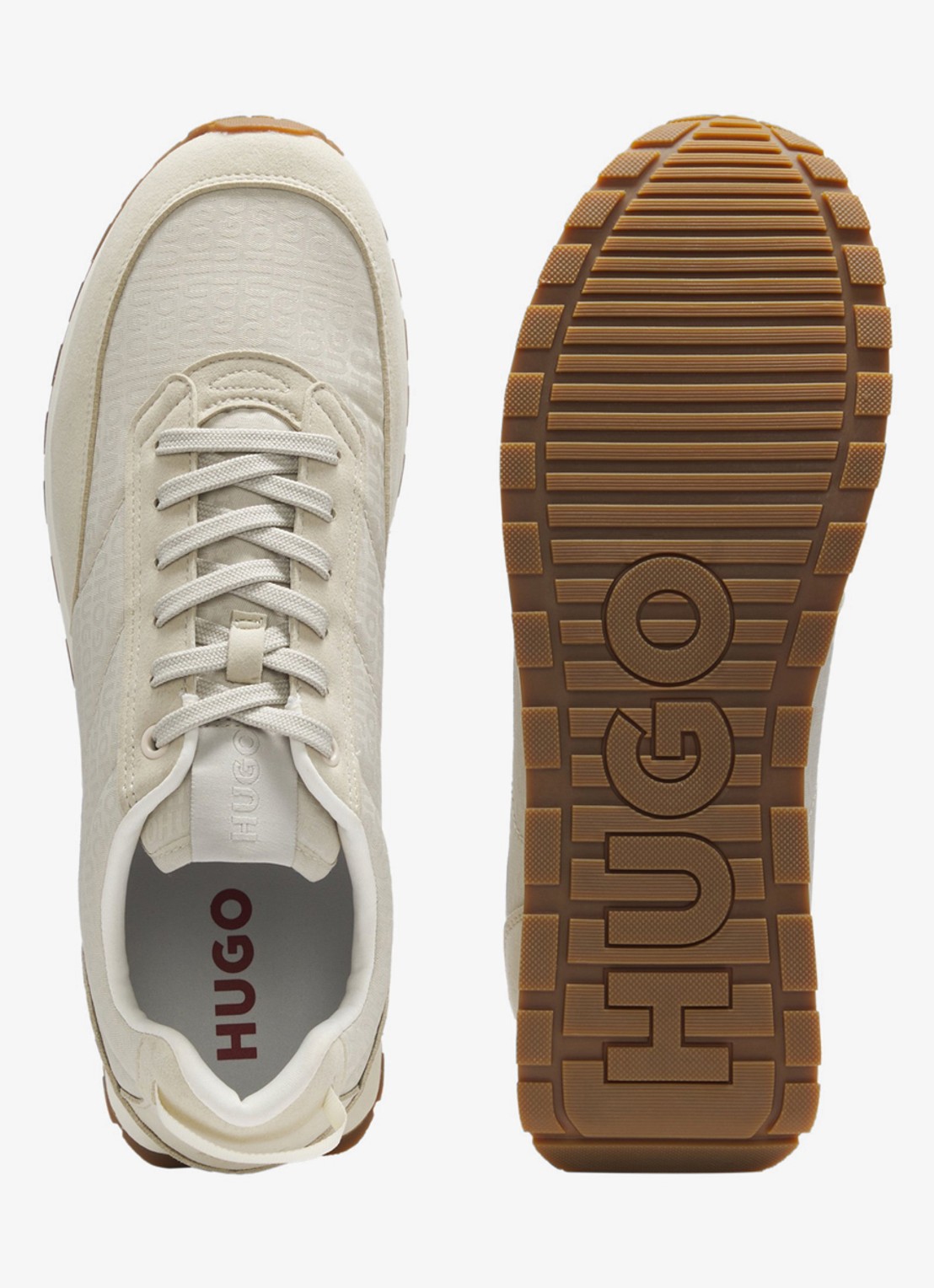 HUGO Sneakers met logoprint - achterkant light beige-271 / beige