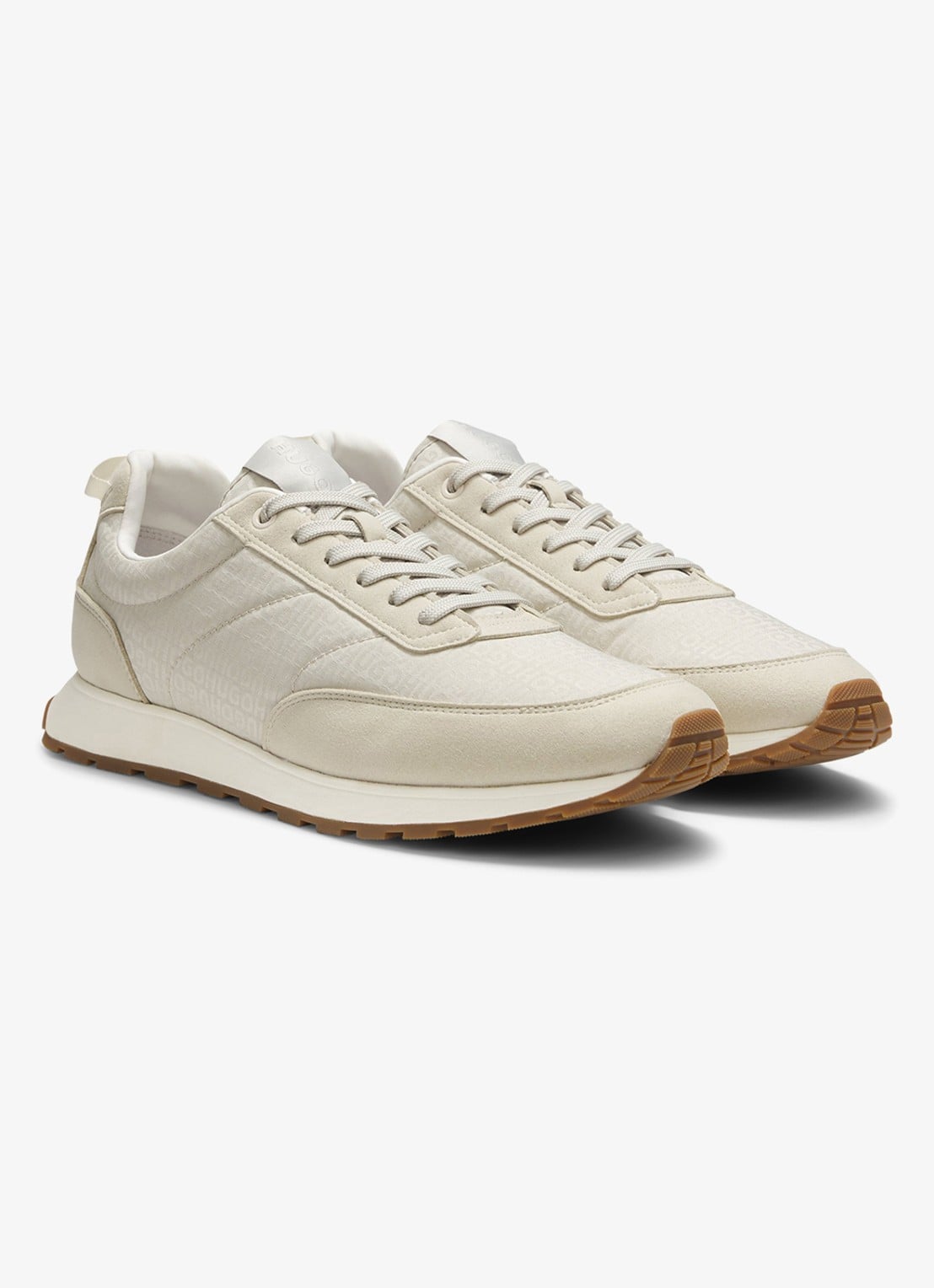 HUGO Sneakers met logoprint - voorkant 3 light beige-271 / beige
